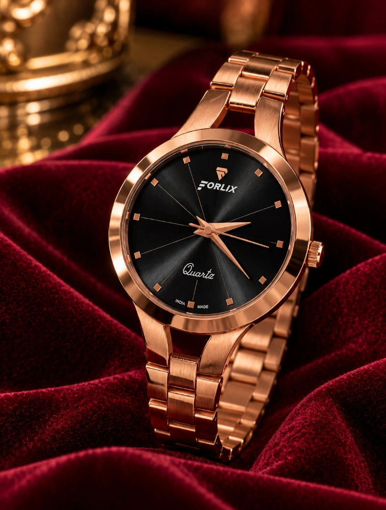 Rose Gold with Black Womens Royal Radiance Classic Analog Watch