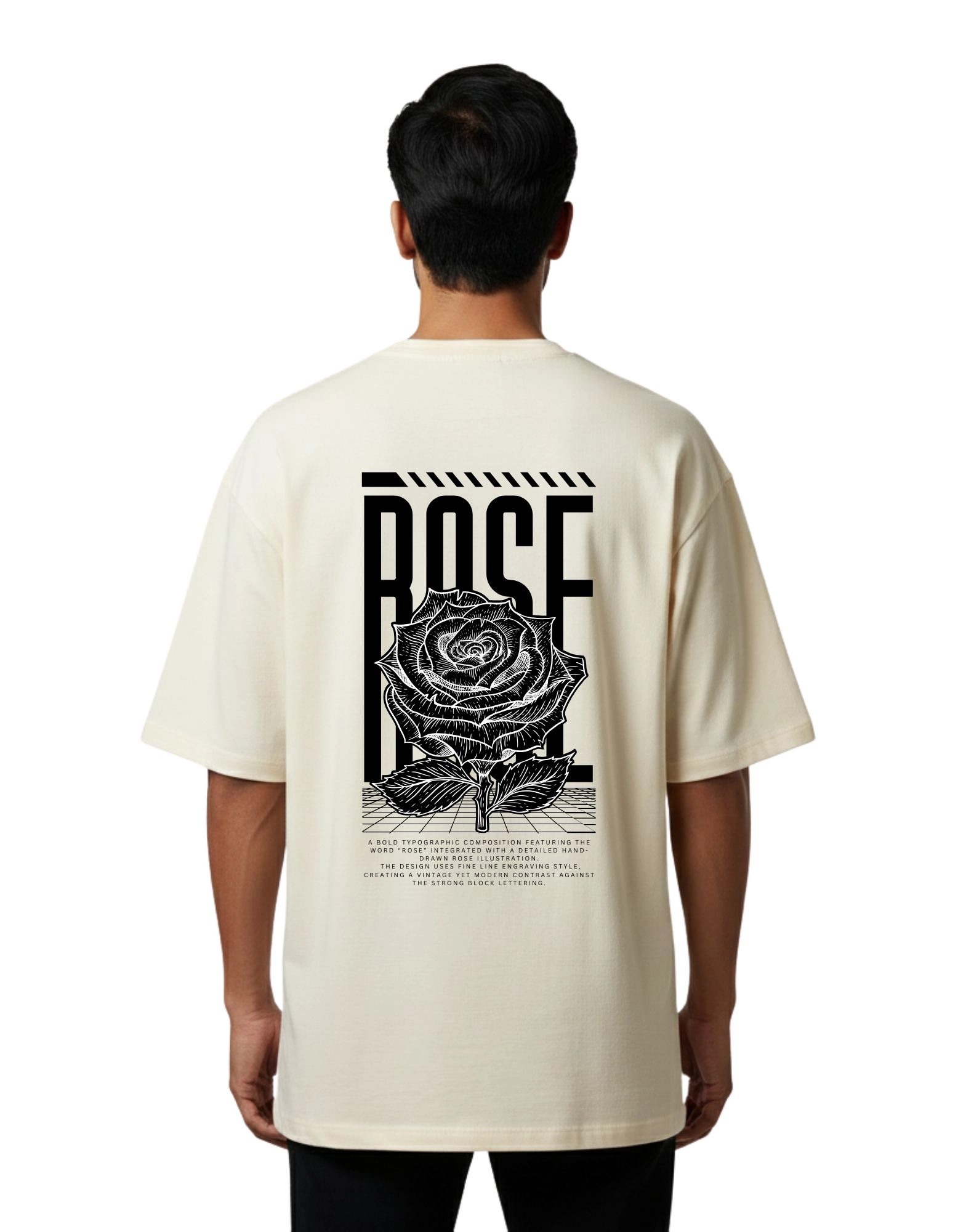 Rose Oversized French Terry 240 GSM T-Shirt Beige