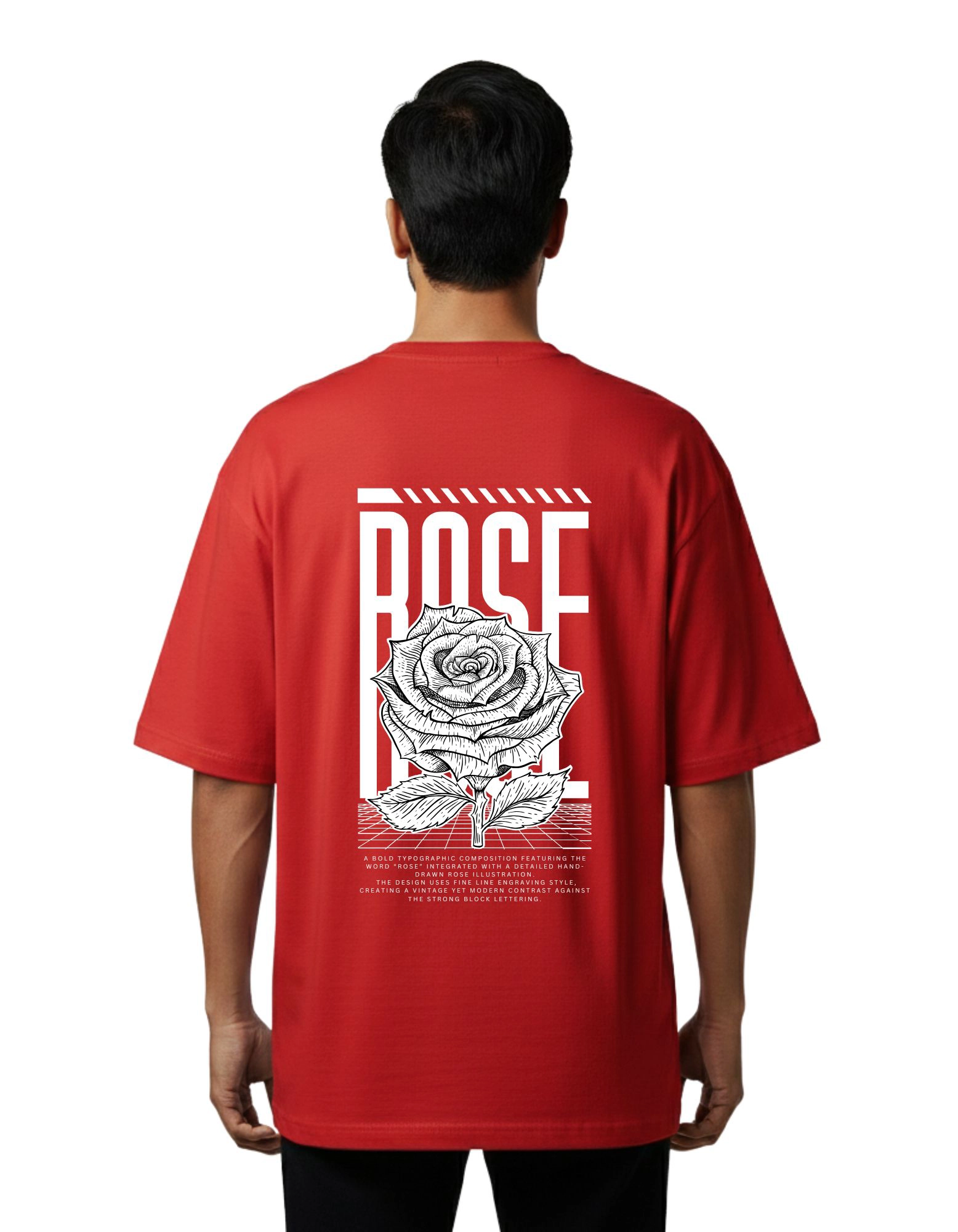 Rose Oversized French Terry 240 GSM T-Shirt Red
