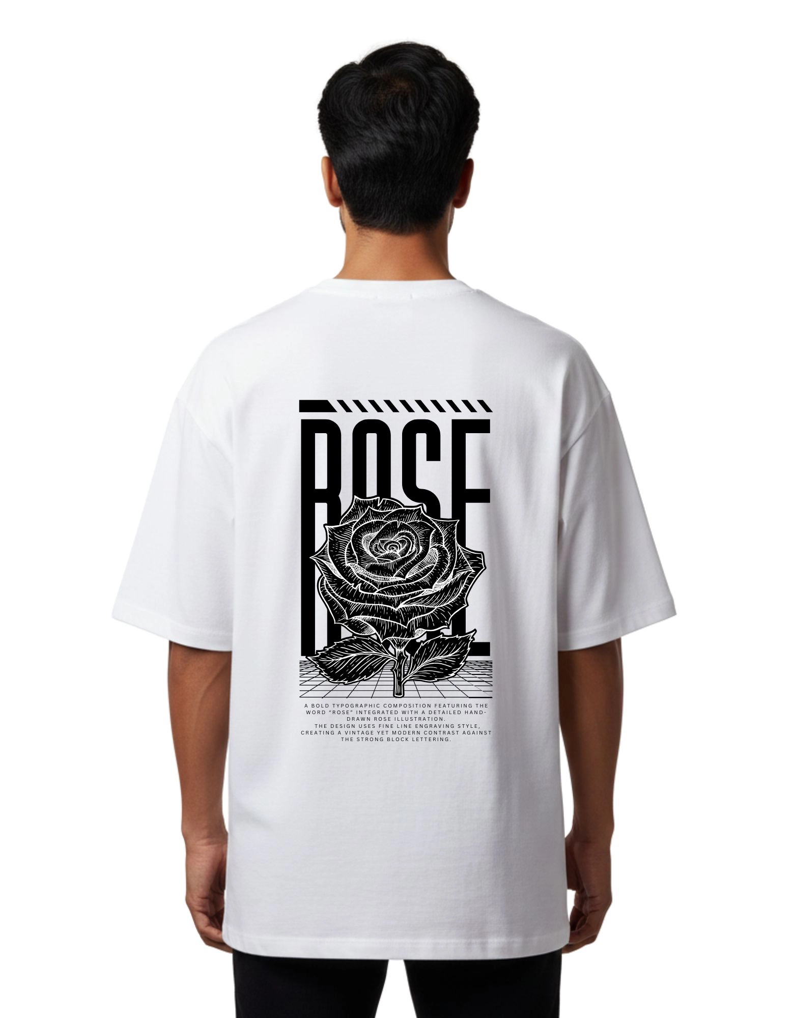 Rose Oversized French Terry 240 GSM T-Shirt White