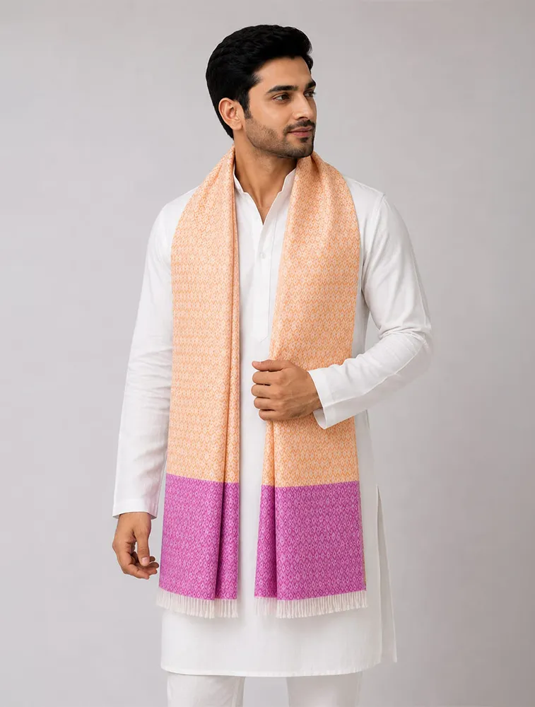 Rose Pink Premium Printed Jacquard Winter Shawls — bulk from ₹157