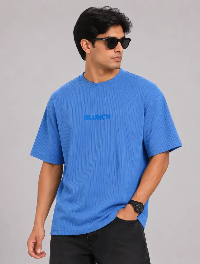 Royal Blue Mens Down Shoulder Tshirt