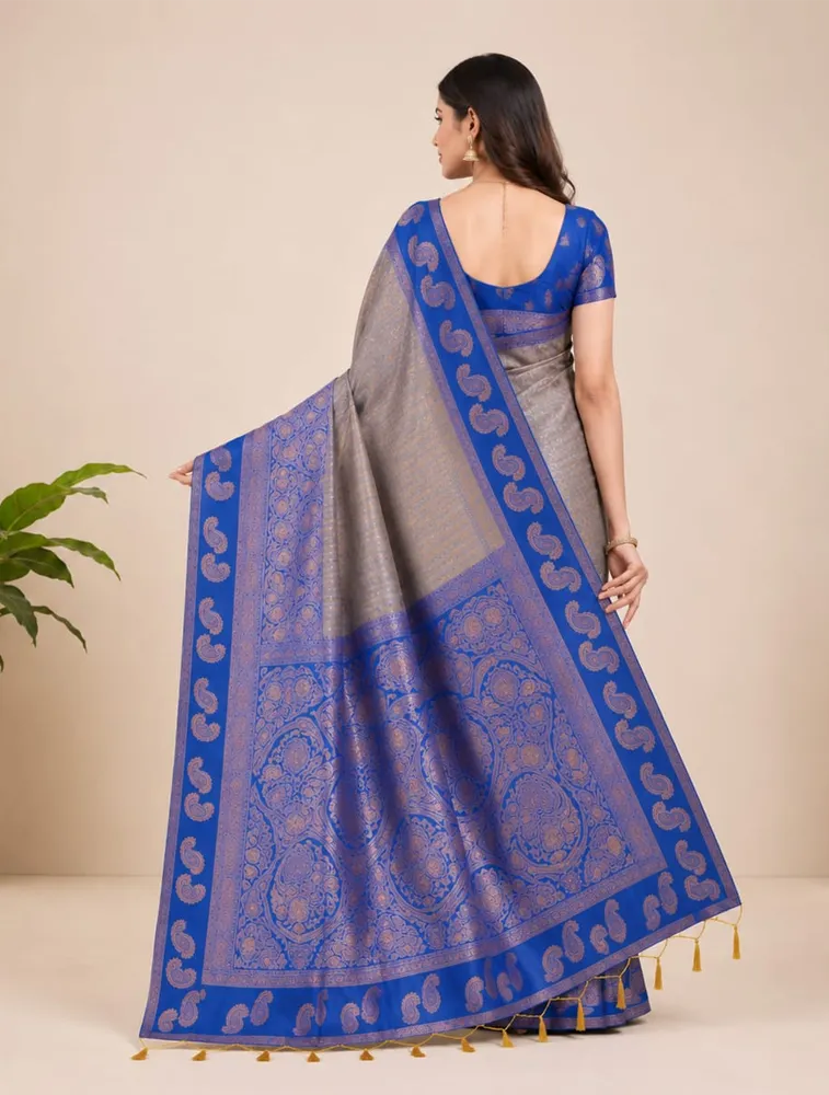 Royal Blue Womens Kadhi Sunflower Hand Crafted sarees — bulk from ₹2250