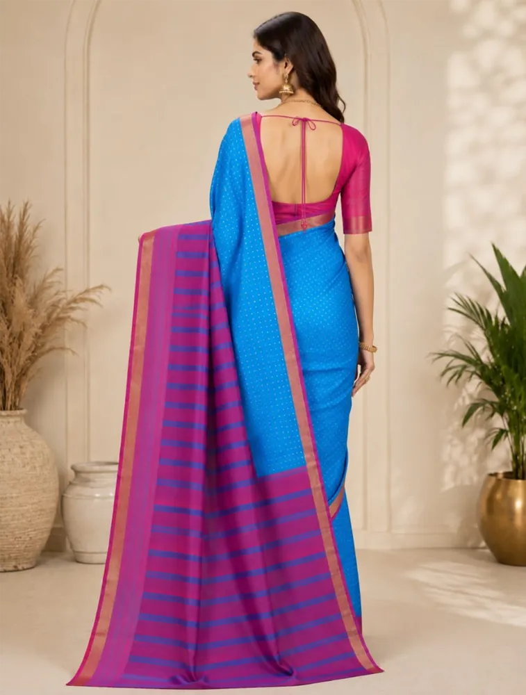 Royal Blue Womens Printed Luxury Acrolic Soft Silk