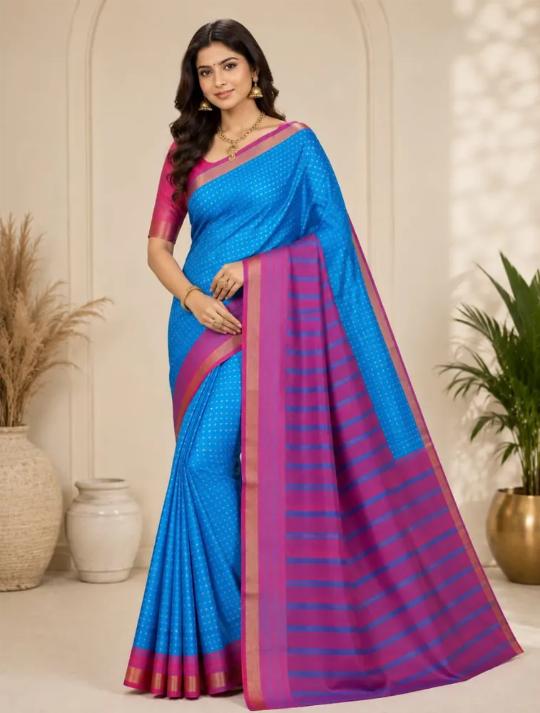 Royal Blue Womens Printed Luxury Acrolic Soft Silk