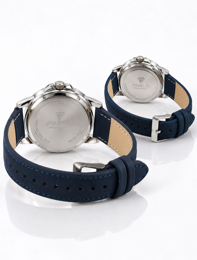 Royal Blue with Silver Dial Couples EverDuo Watch Set 