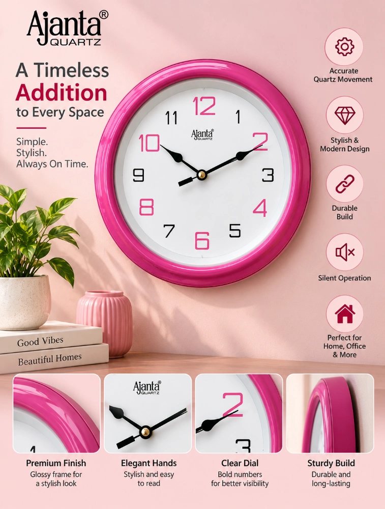 Royal Pink Ajanta Royal Round Wall Clock 2147 