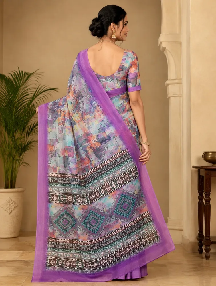 Royal Purple Womens Premiun Pure linen sarees — bulk from ₹1686