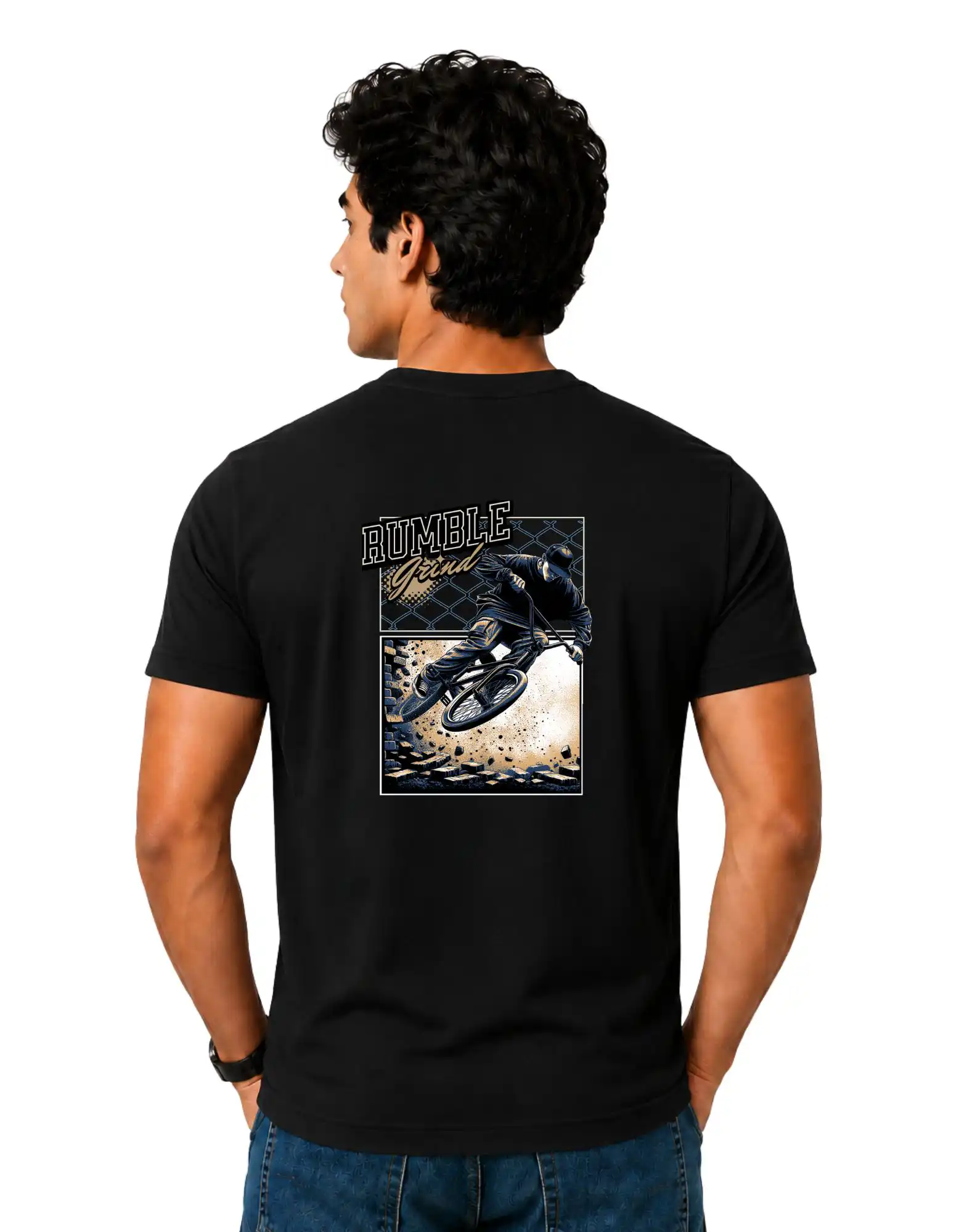 Rumble Grind Cotton Round Neck T-Shirt 180 GSM Black
