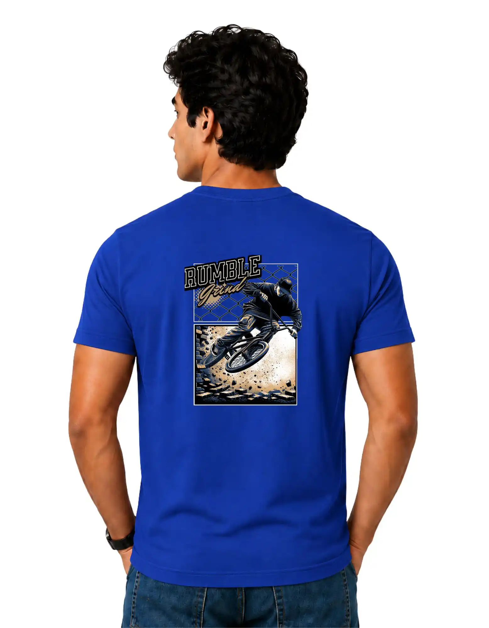 Rumble Grind Cotton Round Neck T-Shirt 180 GSM Royal Blue