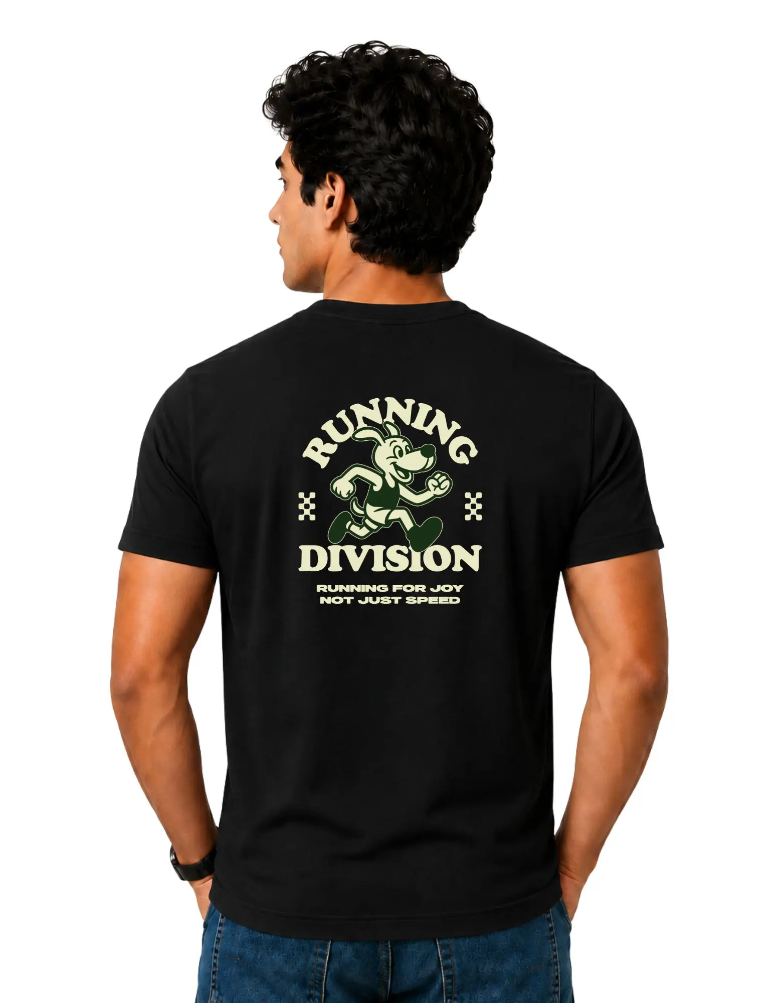 Running Division Cotton Round Neck T-Shirt 180 GSM Black