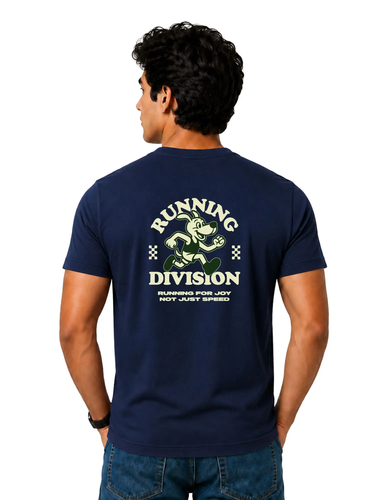 Running Division Cotton Round Neck T-Shirt 180 GSM Navy Blue