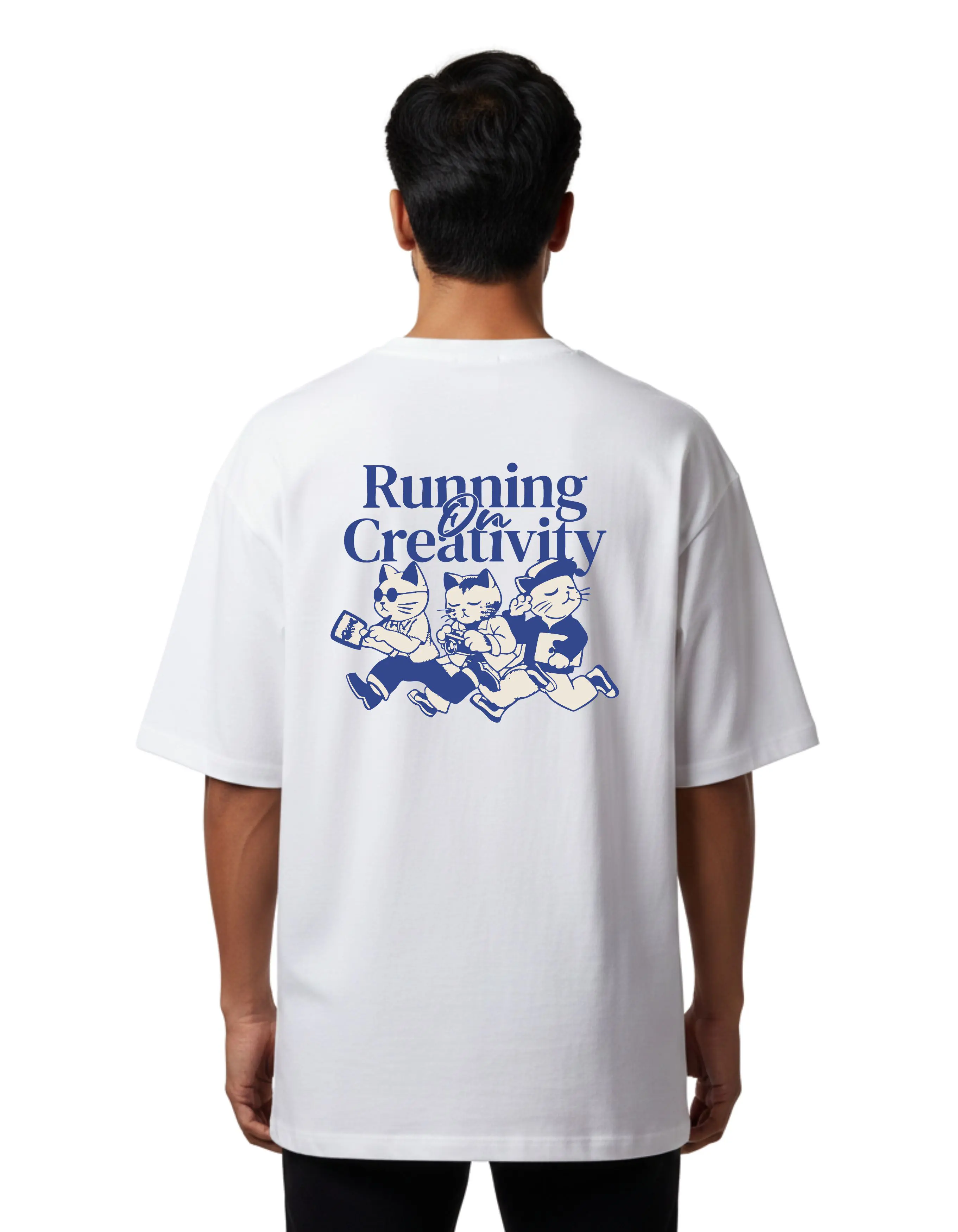 Running on Creativity Oversize Cotton French Terry T-Shirt 240 GSM White