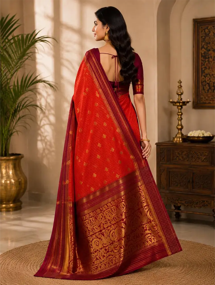 Rust Orange Linen Saree Collection — bulk from ₹1960