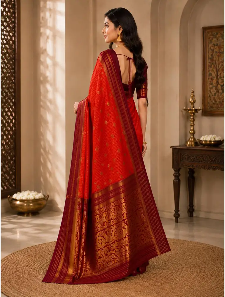Rust Orange Linen Saree Collection — bulk from ₹1960
