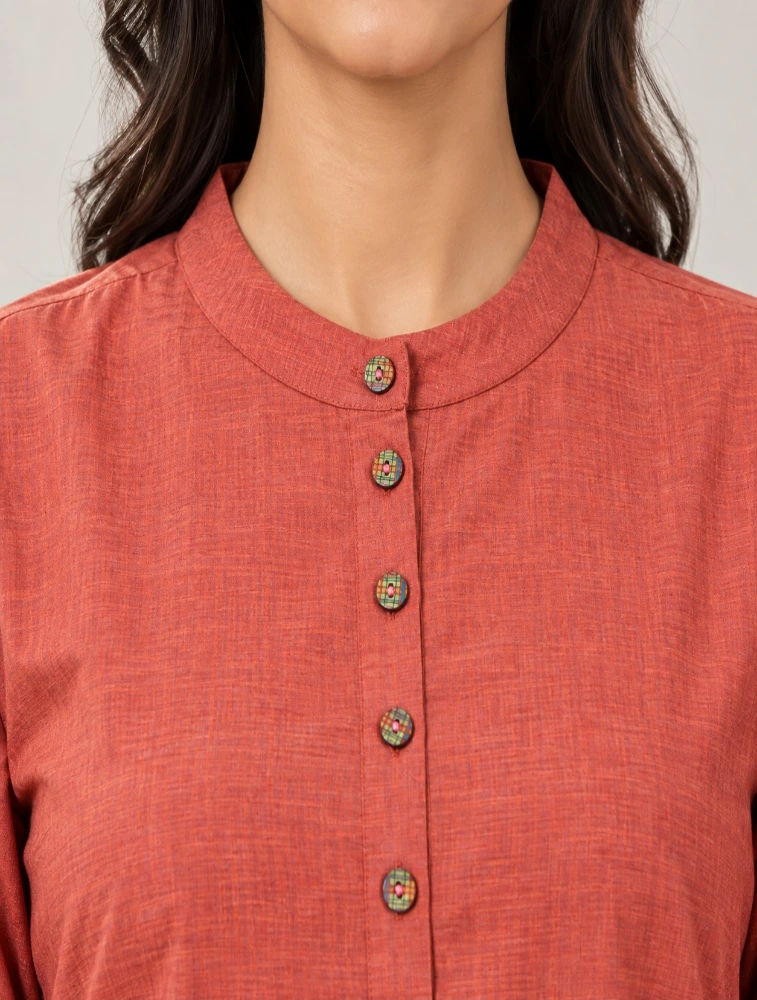 Rust Womens Workwear Tailored Solid Kurta
