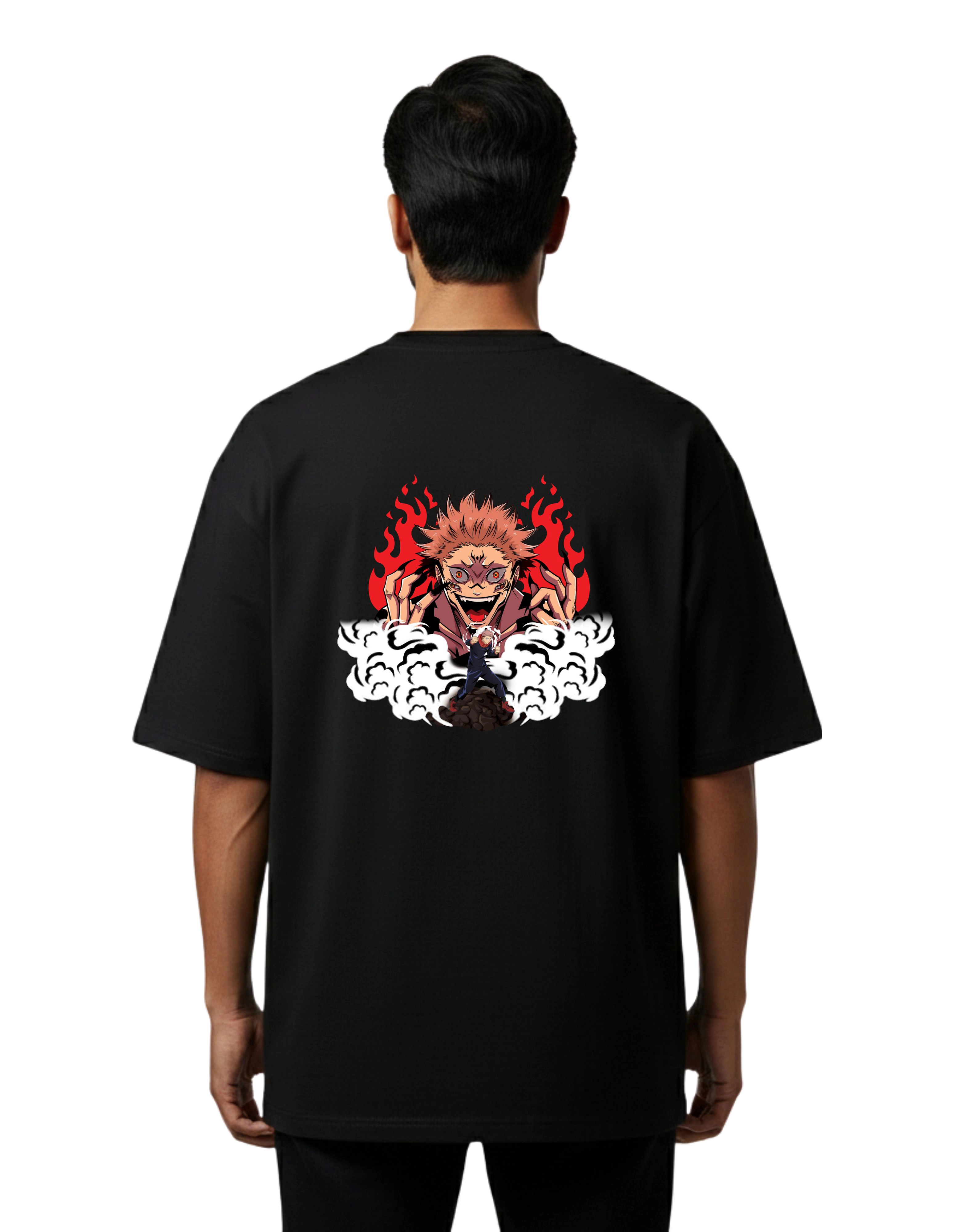 Ryomen Jujutsu Kaisen Oversized Cotton French Terry T-Shirt 240 GSM Black