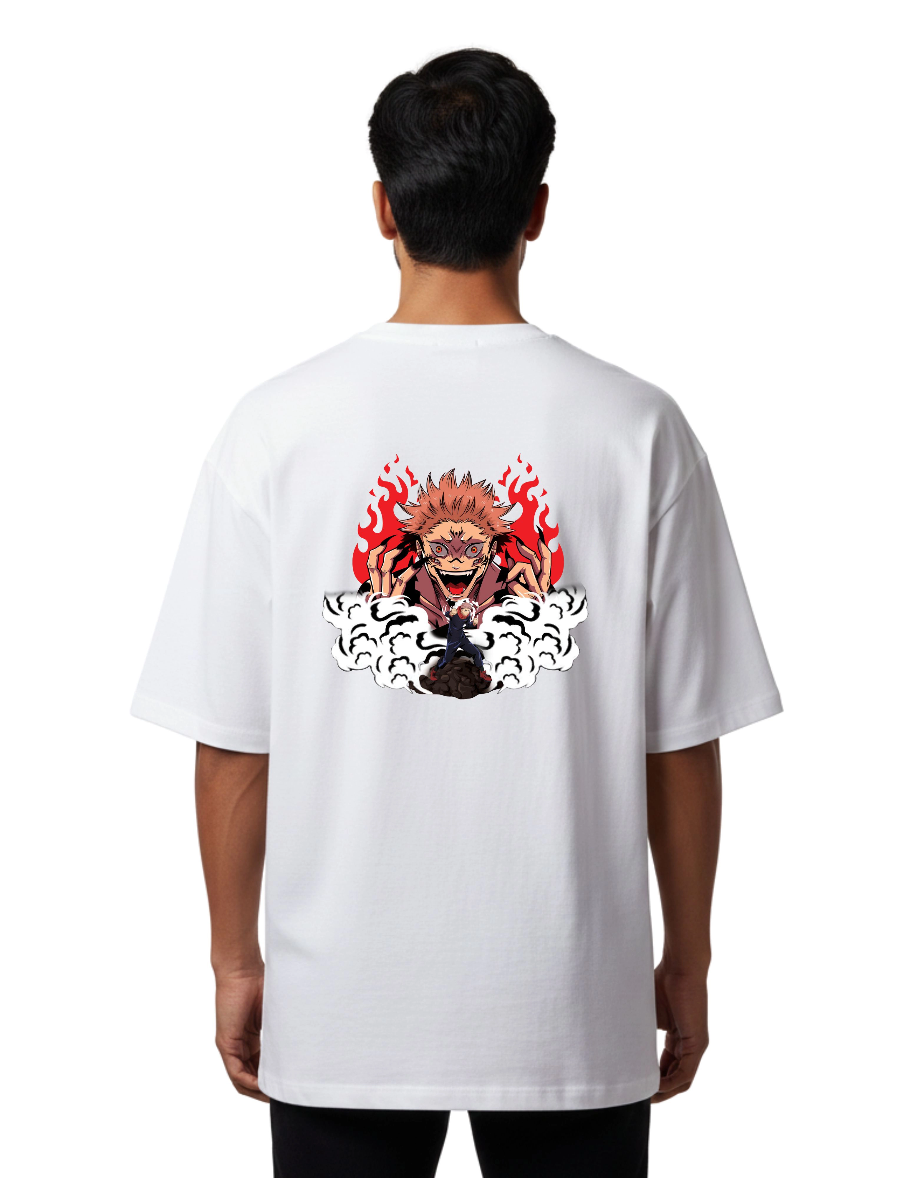 Ryomen Jujutsu Kaisen Oversized Cotton French Terry T-Shirt 240 GSM White