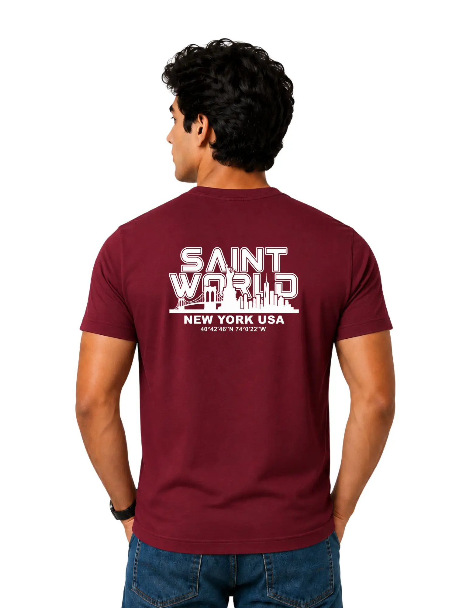Saint World Cotton Round Neck T-Shirt 180 GSM Maroon