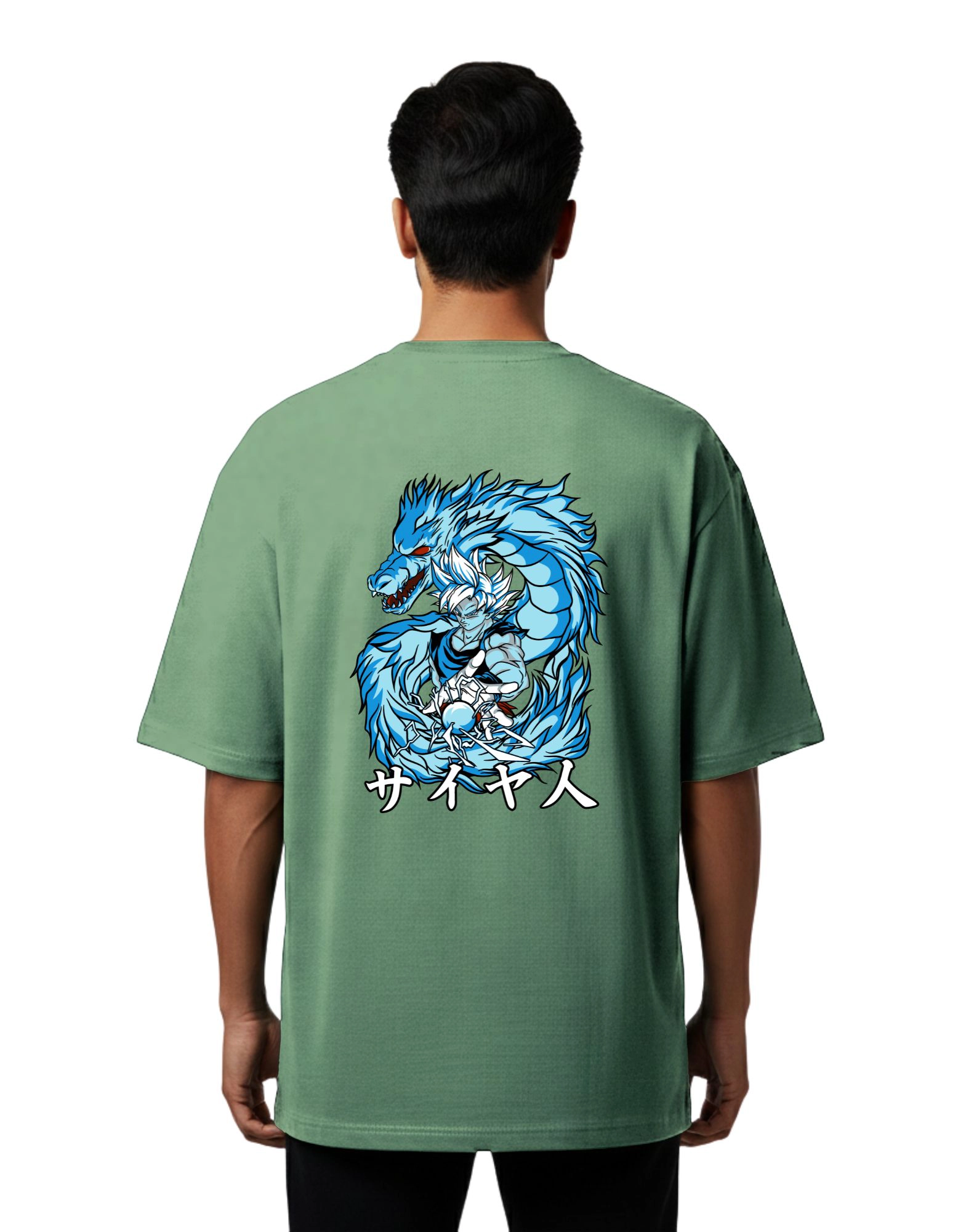 Saiyan Oversize Cotton French Terry T-Shirt 240 GSM D Green
