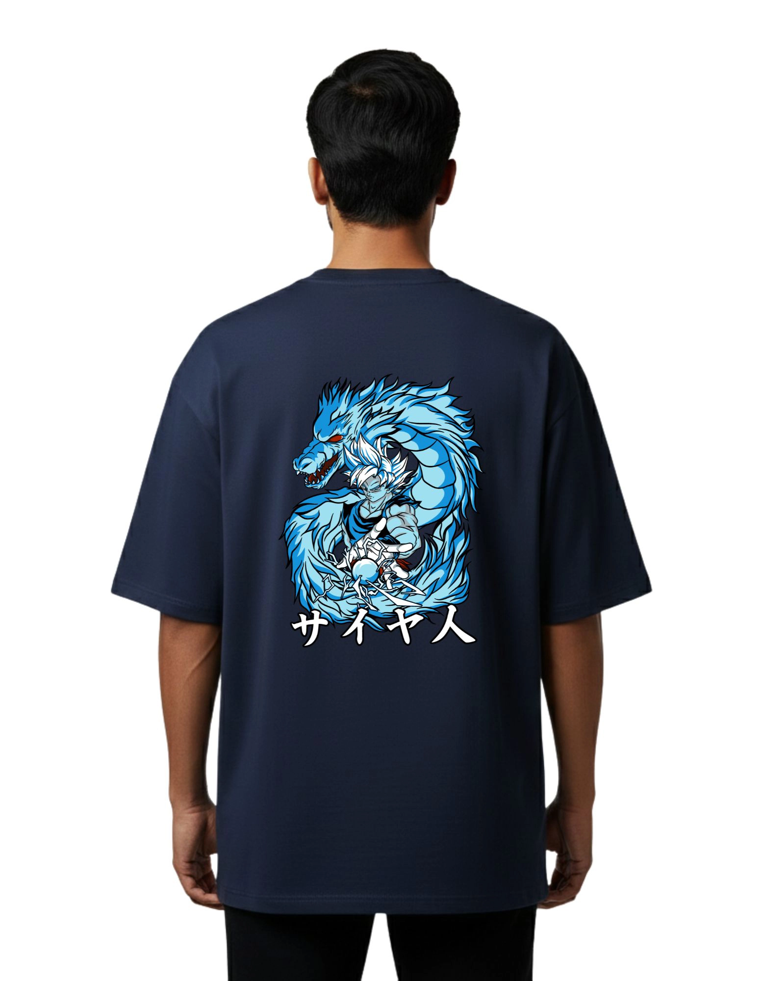 Saiyan Oversize Cotton French Terry T-Shirt 240 GSM Navy Blue