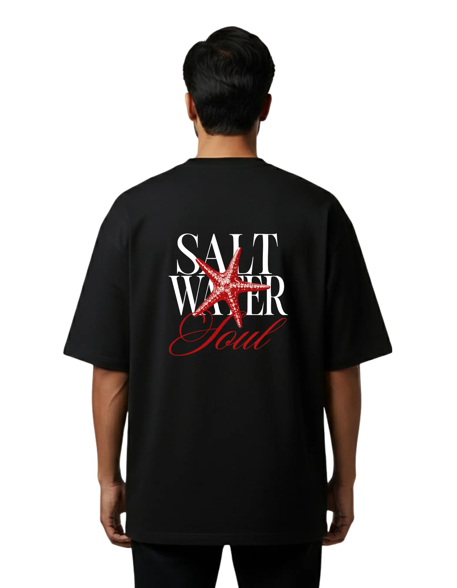 Salt Water Soul Oversize Cotton French Terry T-Shirt 240 GSM Black