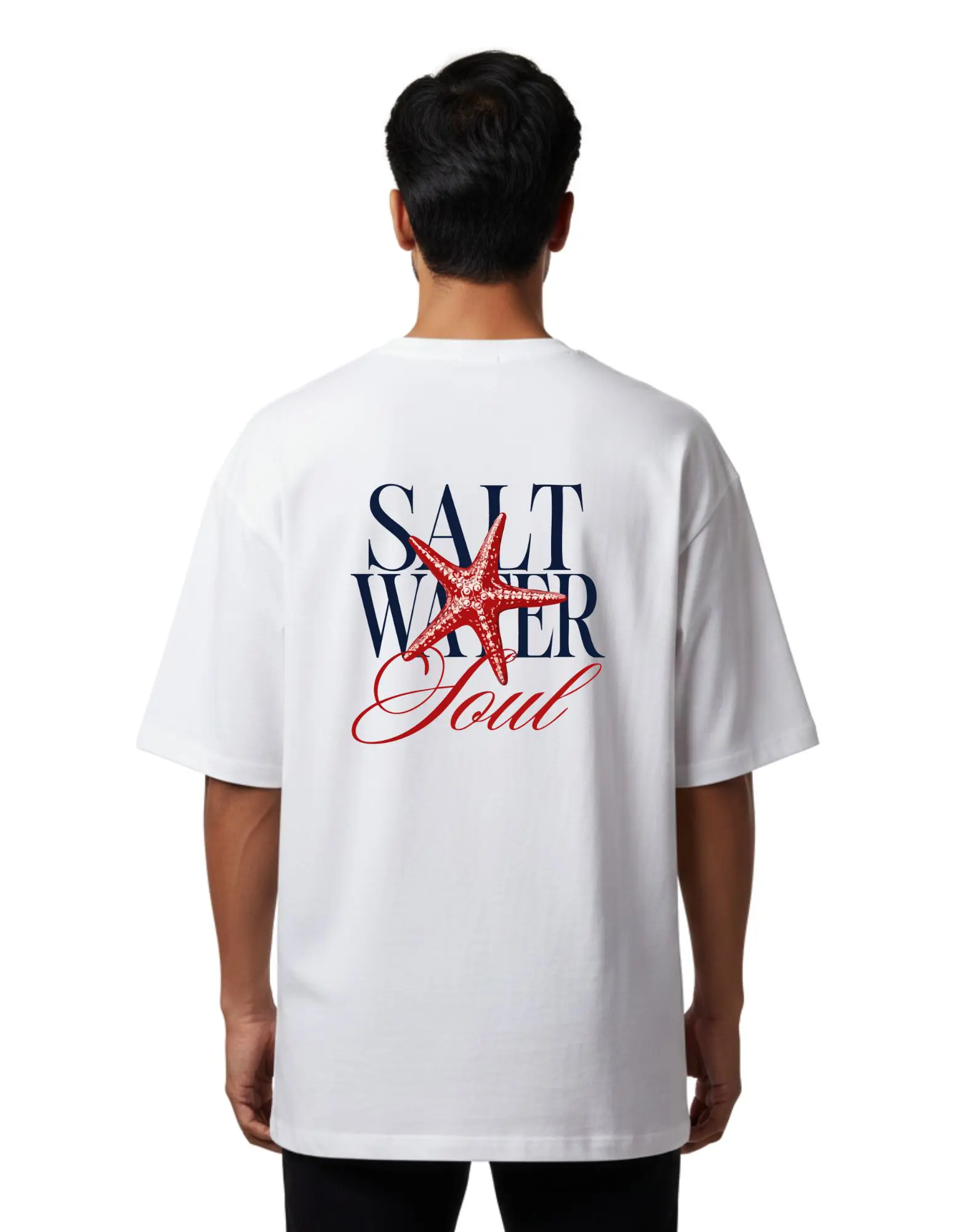 Salt Water Soul Oversize Cotton French Terry T-Shirt 240 GSM White