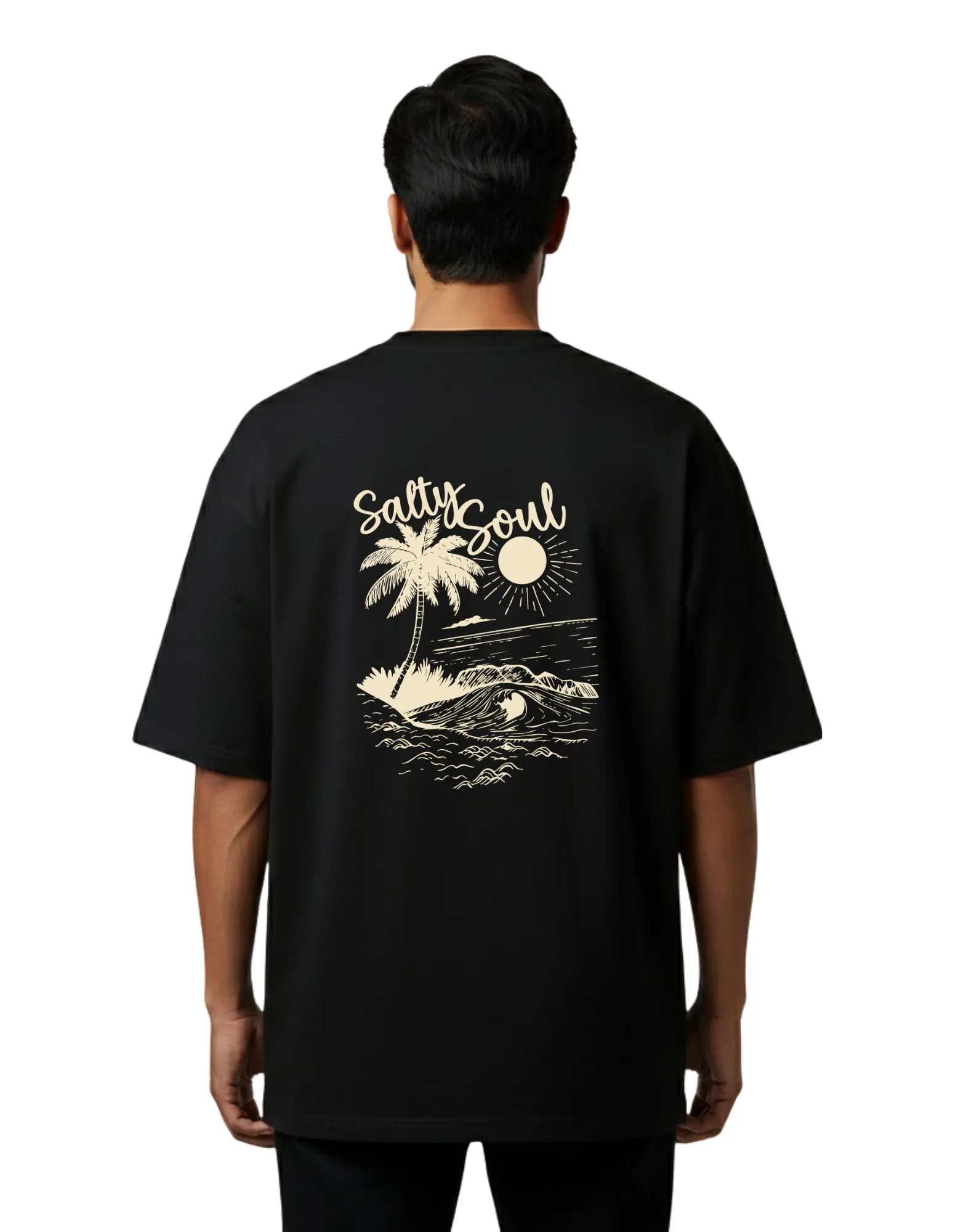 Salty Soul Oversize Cotton French Terry T-Shirt 240 GSM Black