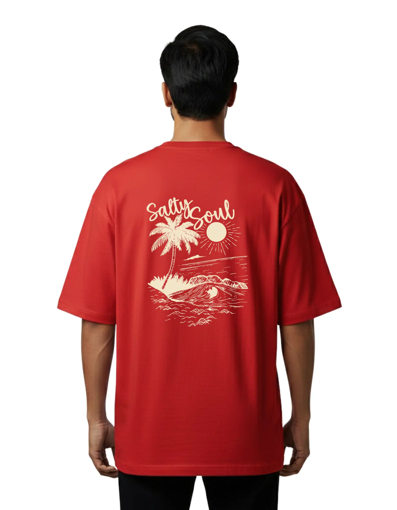 Salty Soul Oversize Cotton French Terry T-Shirt 240 GSM Red