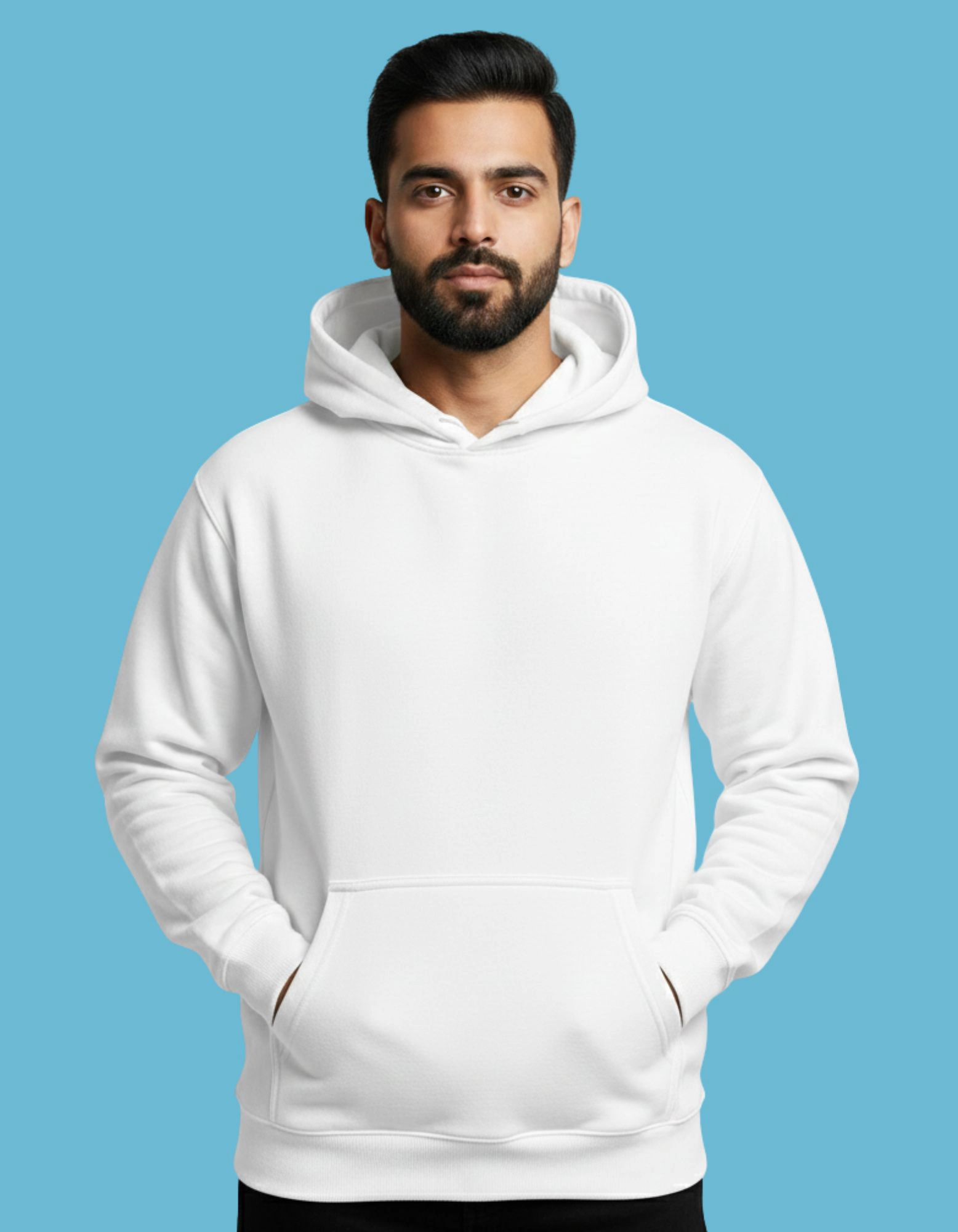 Samurai Crest Premium Cotton Hoodie 300 GSM Without Zipper White