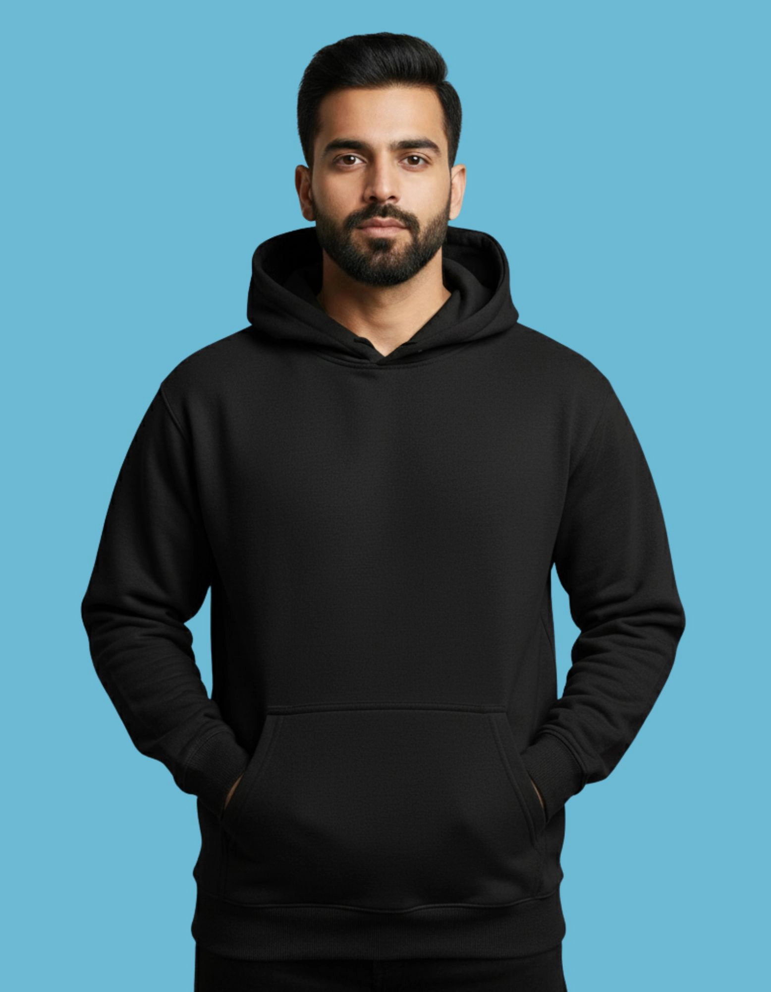 Samurai Crest Premium Cotton Hoodie 300 GSM Without Zipper Black
