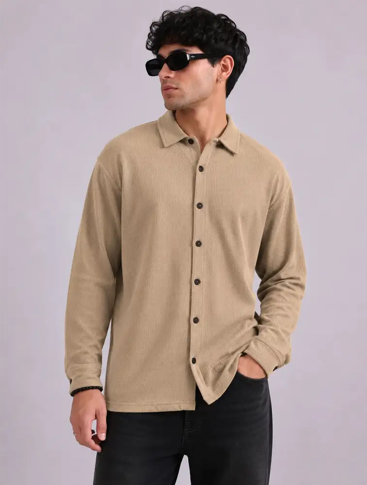 Sandal Collar Mens Popcorn Shirt Full Sleeve