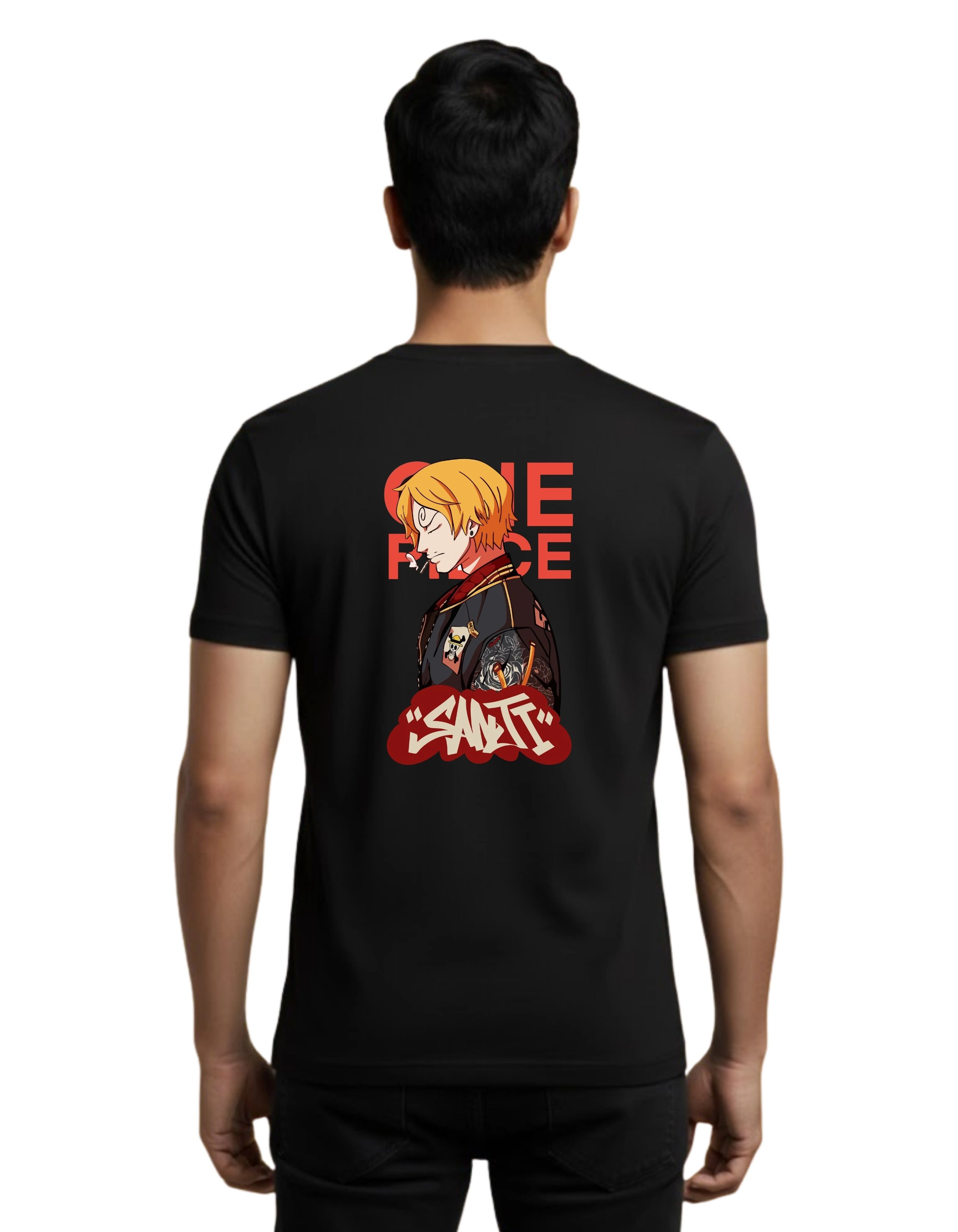 Sanji One Piece Cotton Round Neck T-Shirt 180 GSM Black