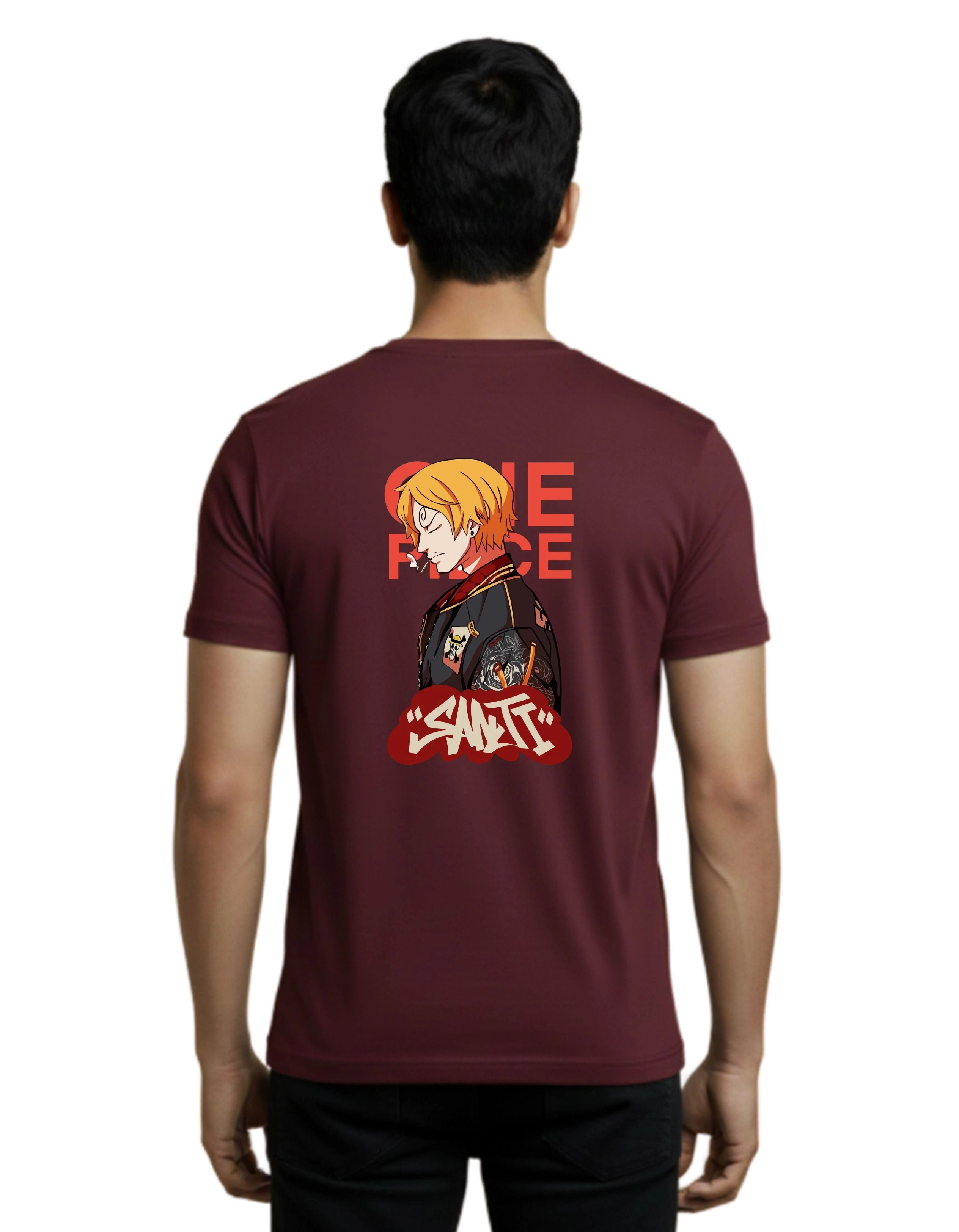 Sanji One Piece Cotton Round Neck T-Shirt 180 GSM Maroon