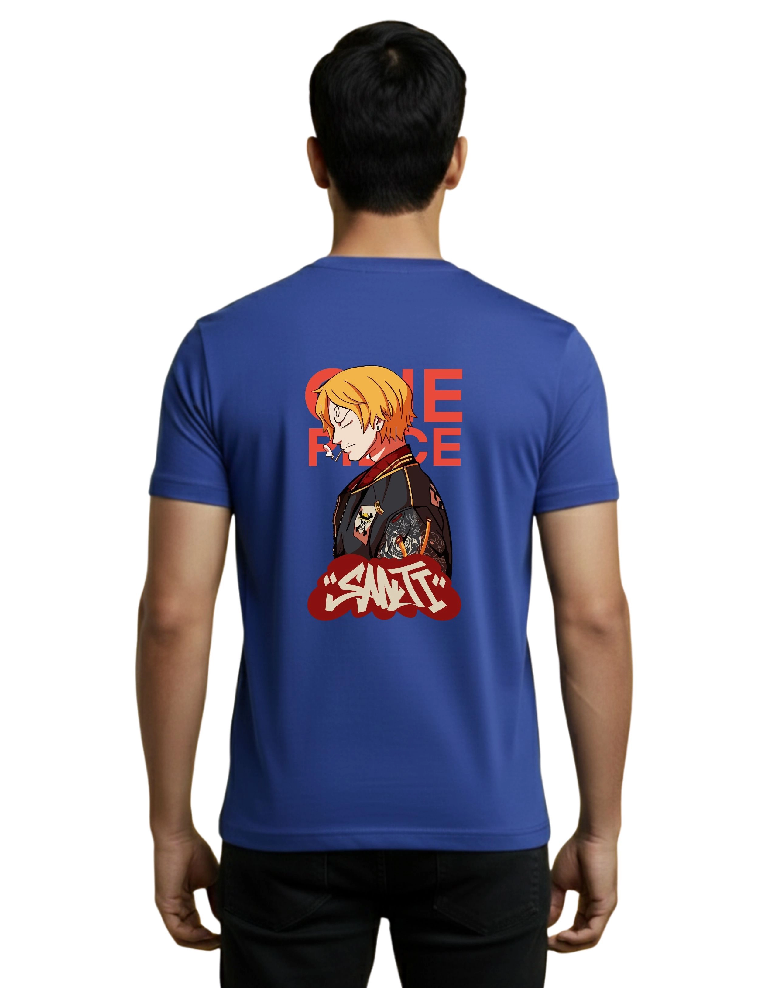 Sanji One Piece Cotton Round Neck T-Shirt 180 GSM Royal Blue
