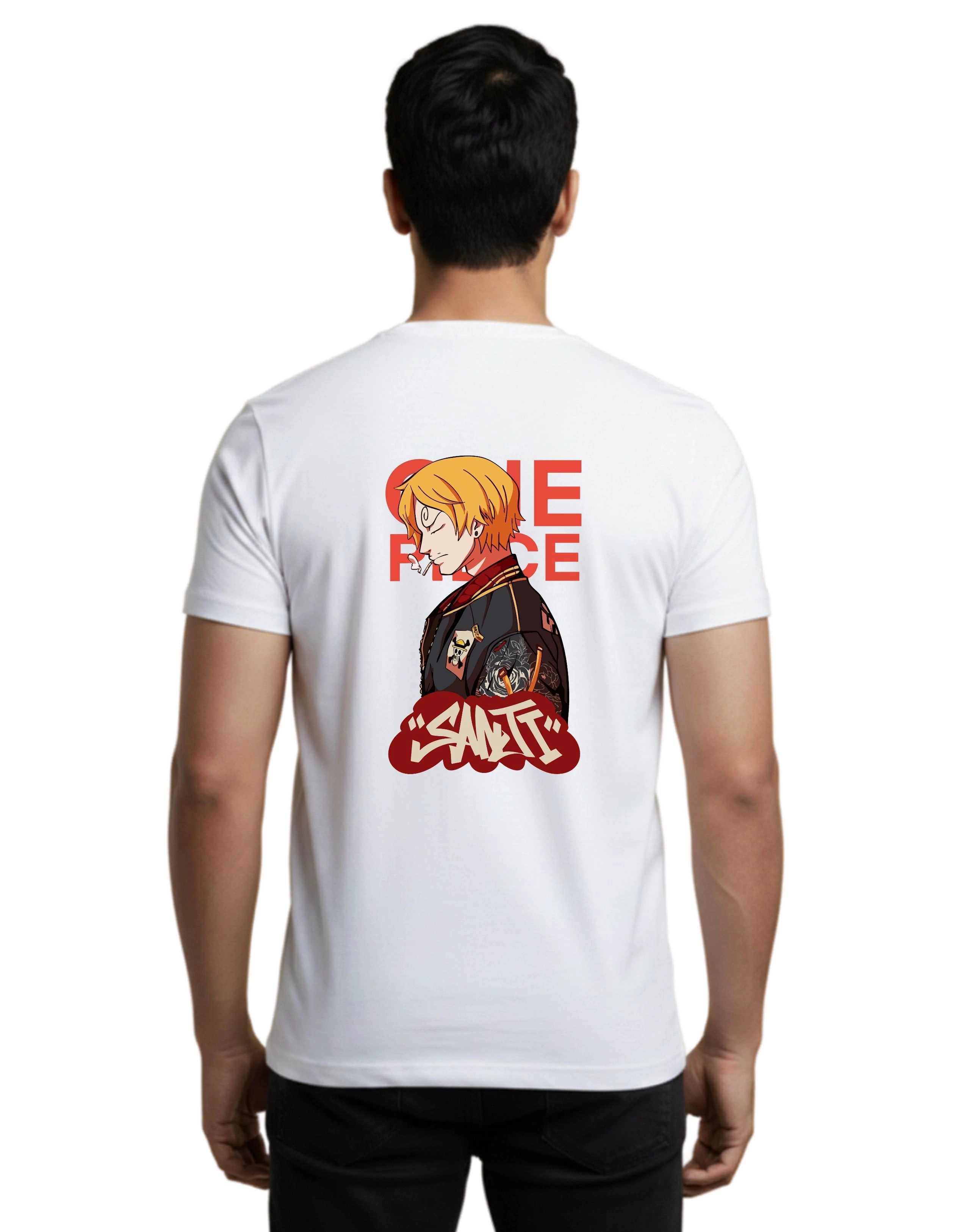 Sanji One Piece Cotton Round Neck T-Shirt 180 GSM White