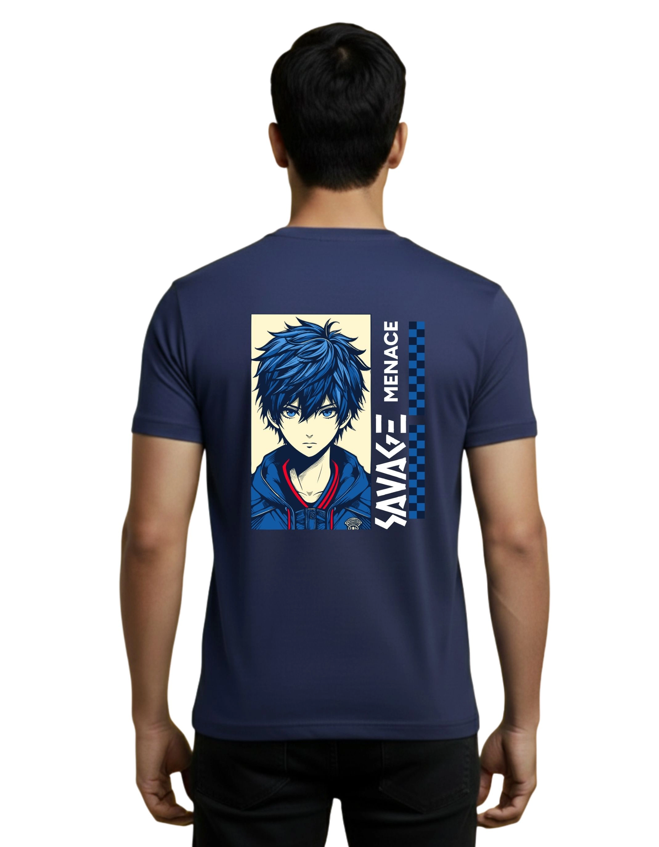 Savage Menace Cotton Round Neck T-Shirt 180 GSM Navy Blue