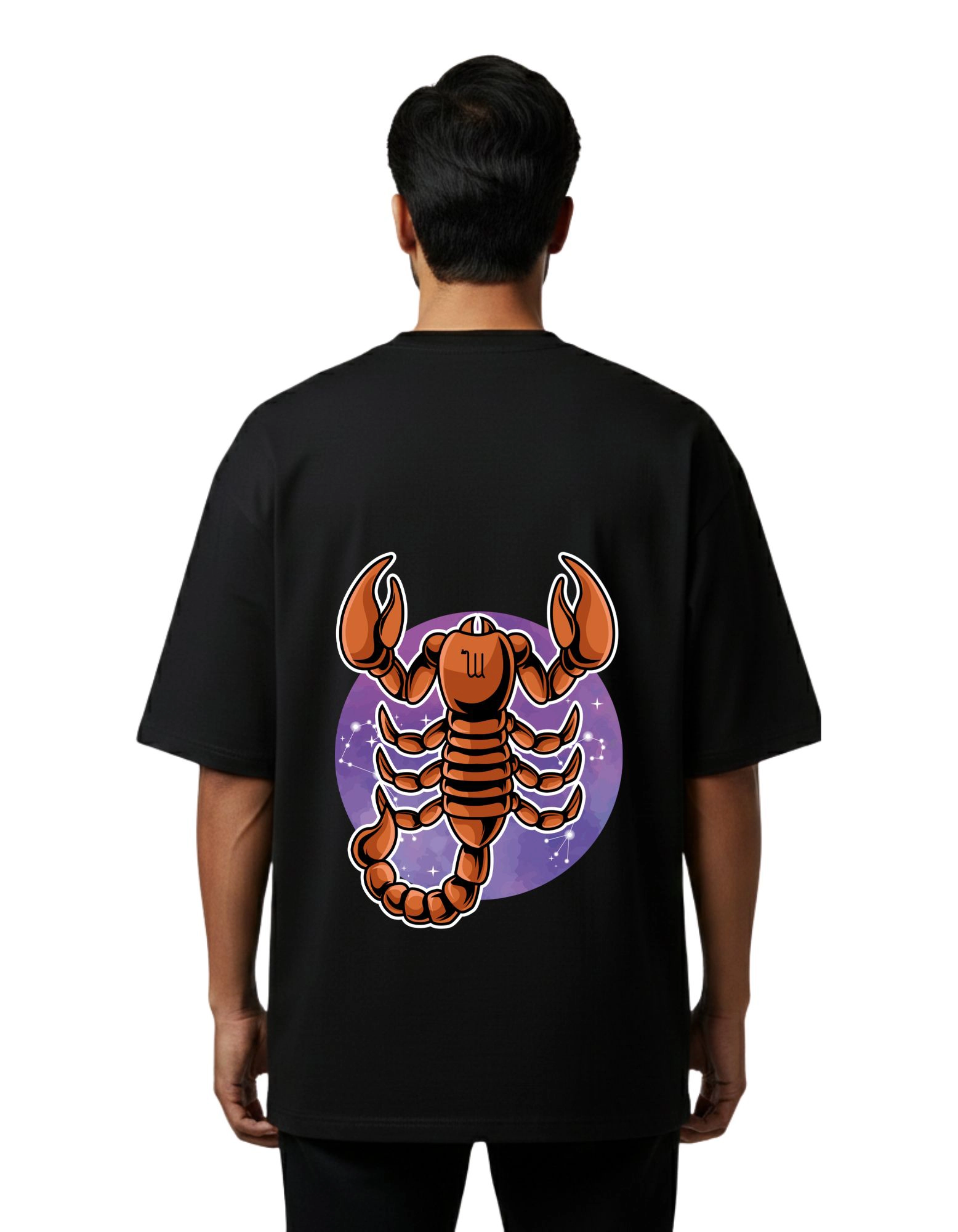 Scorpio Zodiac Oversized French Terry T-Shirt 240 GSM Half Sleeve Black