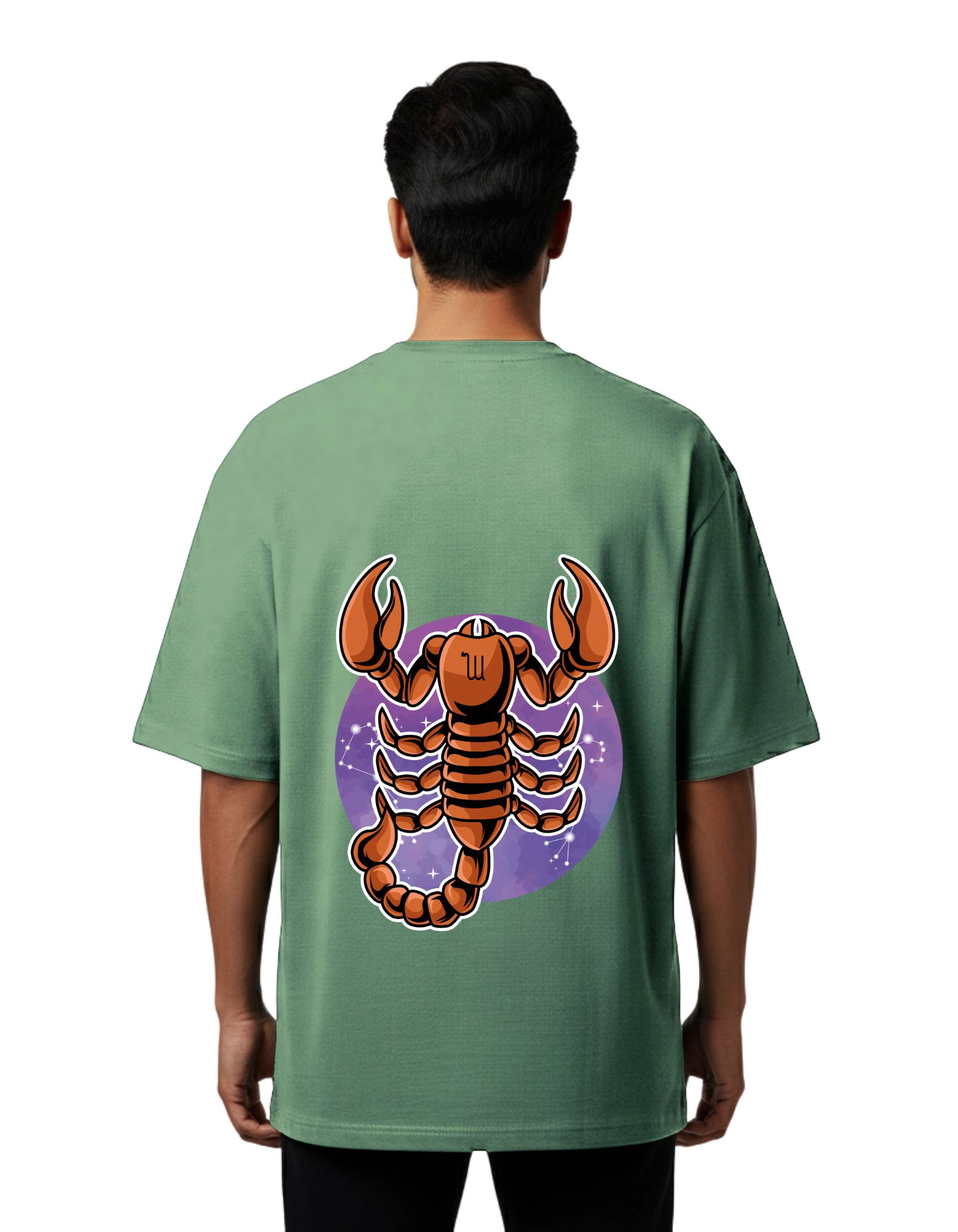 Scorpio Zodiac Oversized French Terry T-Shirt 240 GSM Half Sleeve D Green