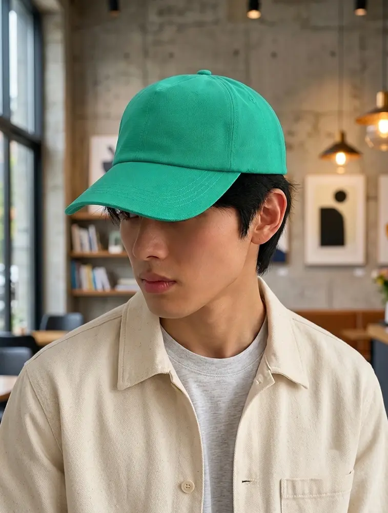 Sea Green Medium Quality Dry Fit Polyster Plain Caps  