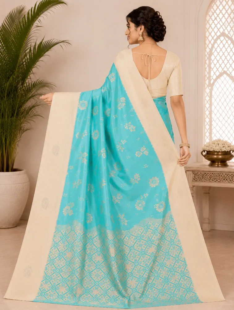 Sea Green Womens Printed Luxury Arihent Soft Silk Sarees 