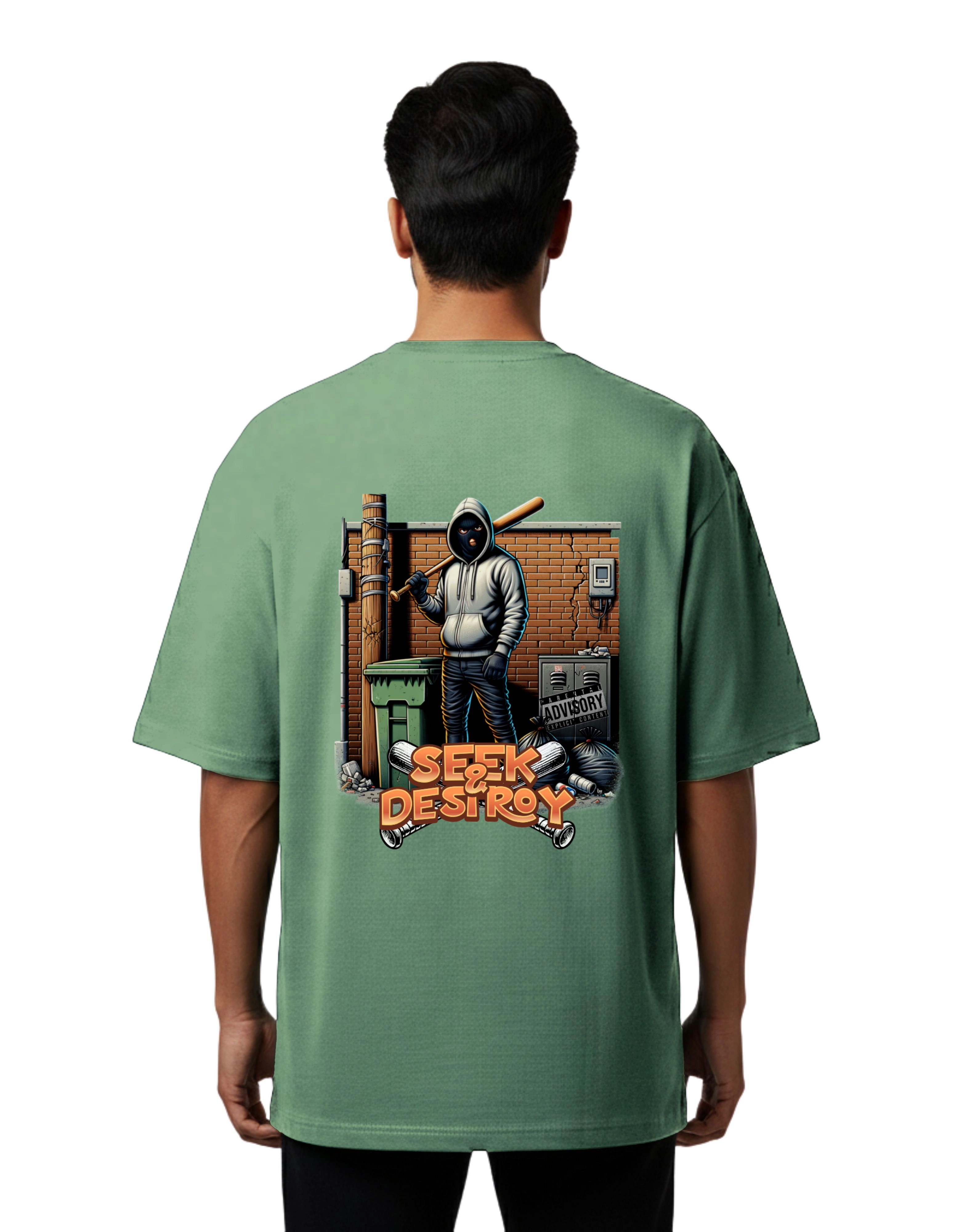 Seek & Destroy Oversize Cotton French Terry T-Shirt 240 GSM D Green