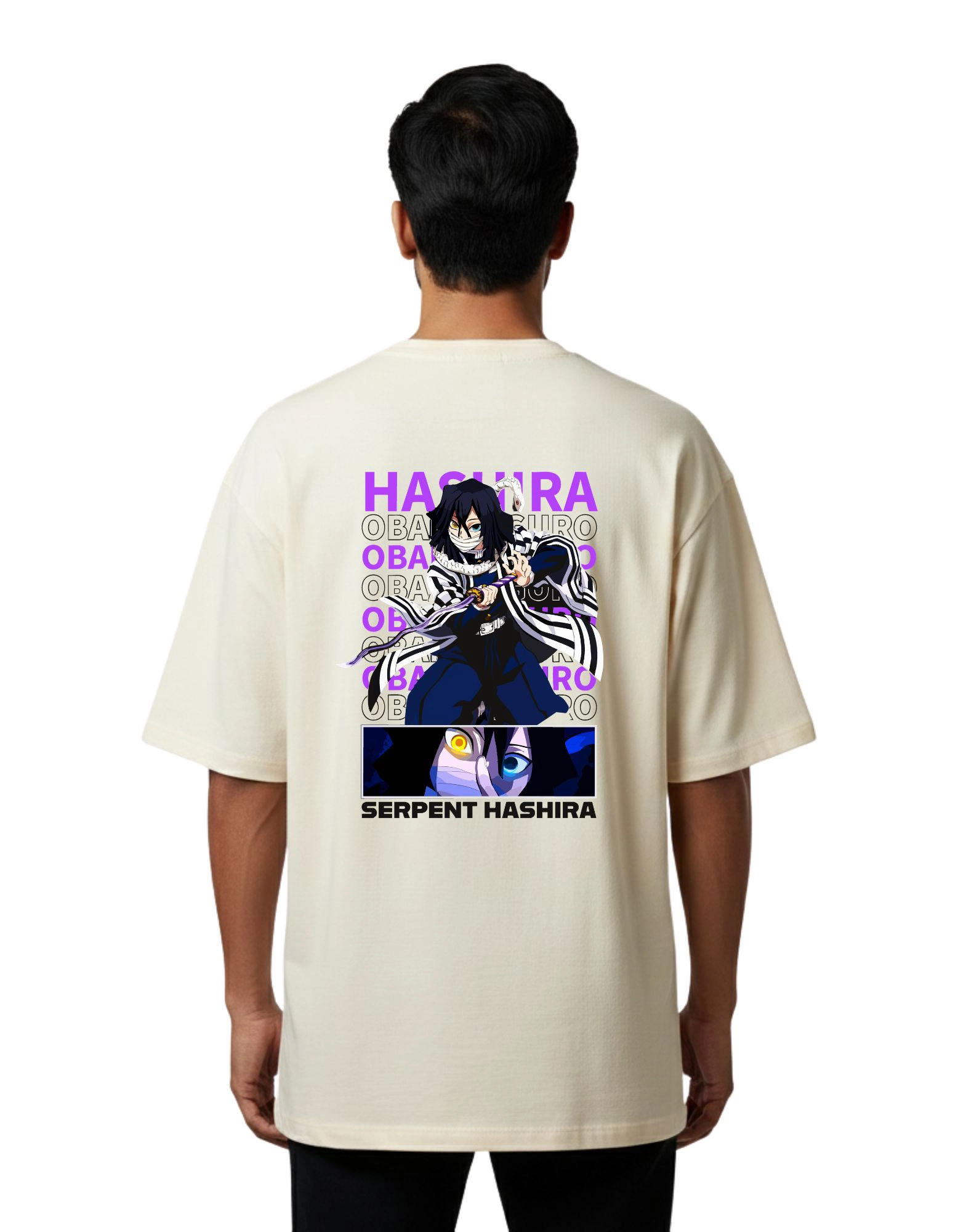 Serpent Hashira Oversize Cotton French Terry T-Shirt 240 GSM Beige