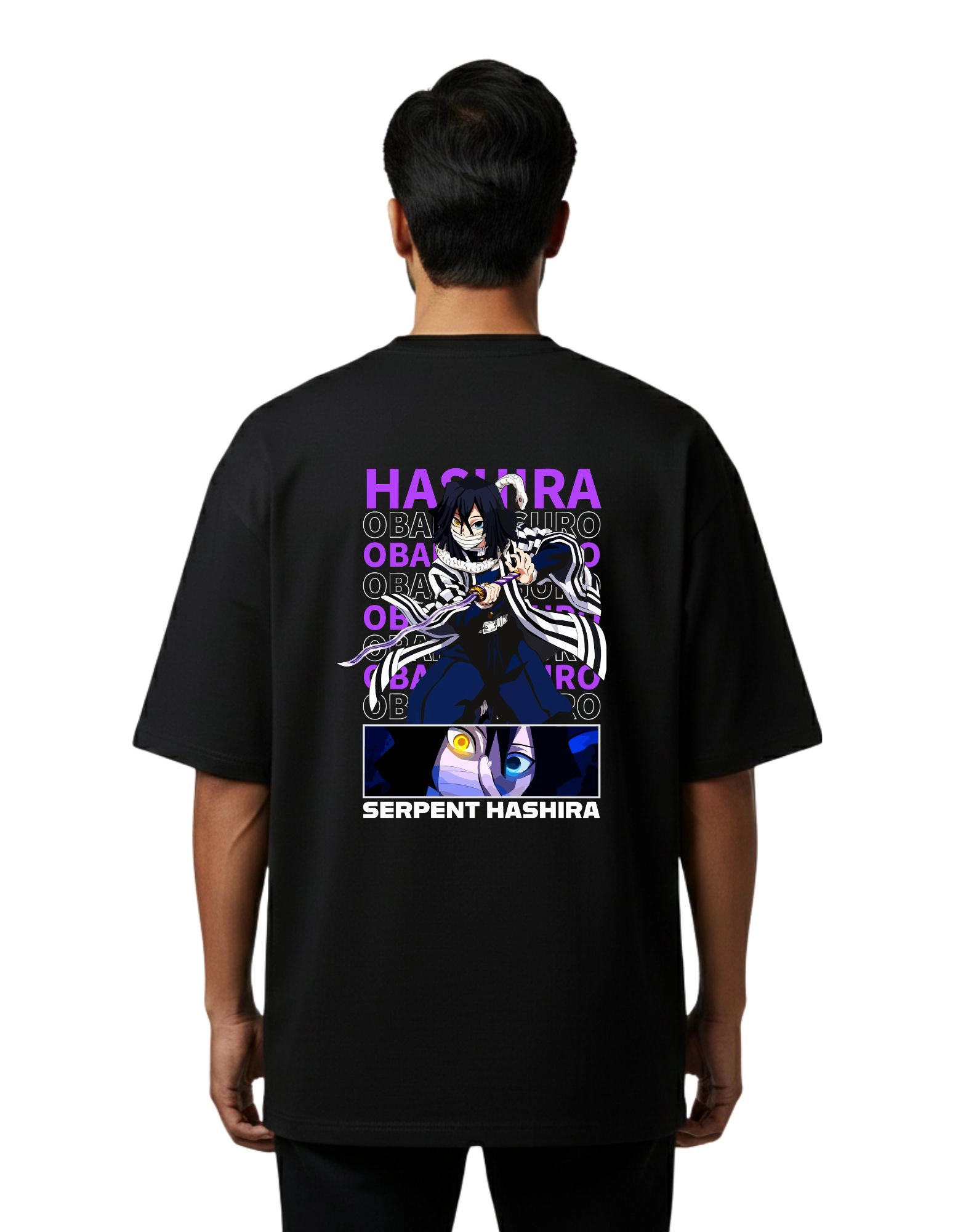 Serpent Hashira Oversize Cotton French Terry T-Shirt 240 GSM Black