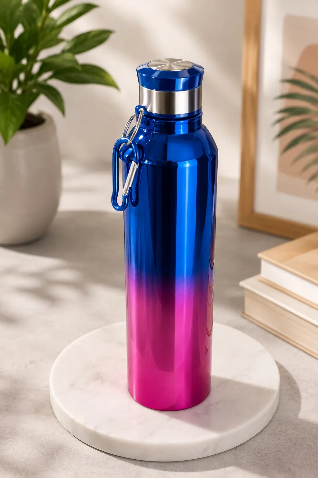 Sewad Royal Blue And Pink Stainless Steel Water Bottle  