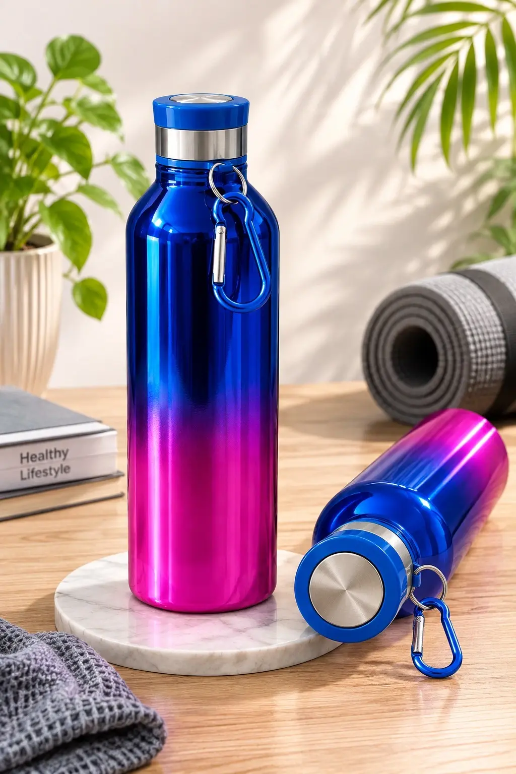 Sewad Royal Blue And Pink Stainless Steel Water Bottle