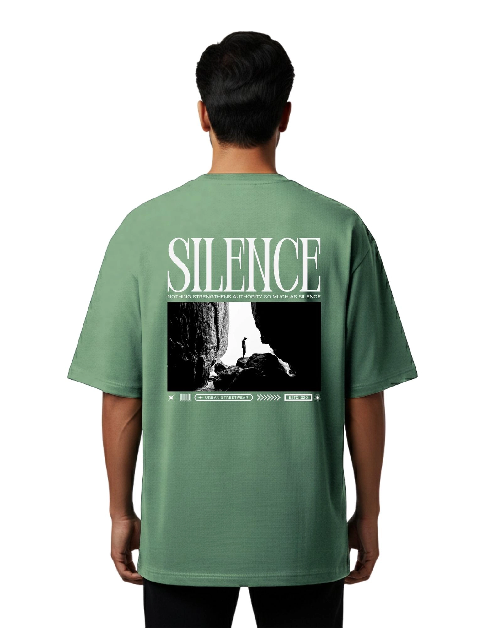 Silence Oversized French Terry 240 GSM T-Shirt D Green