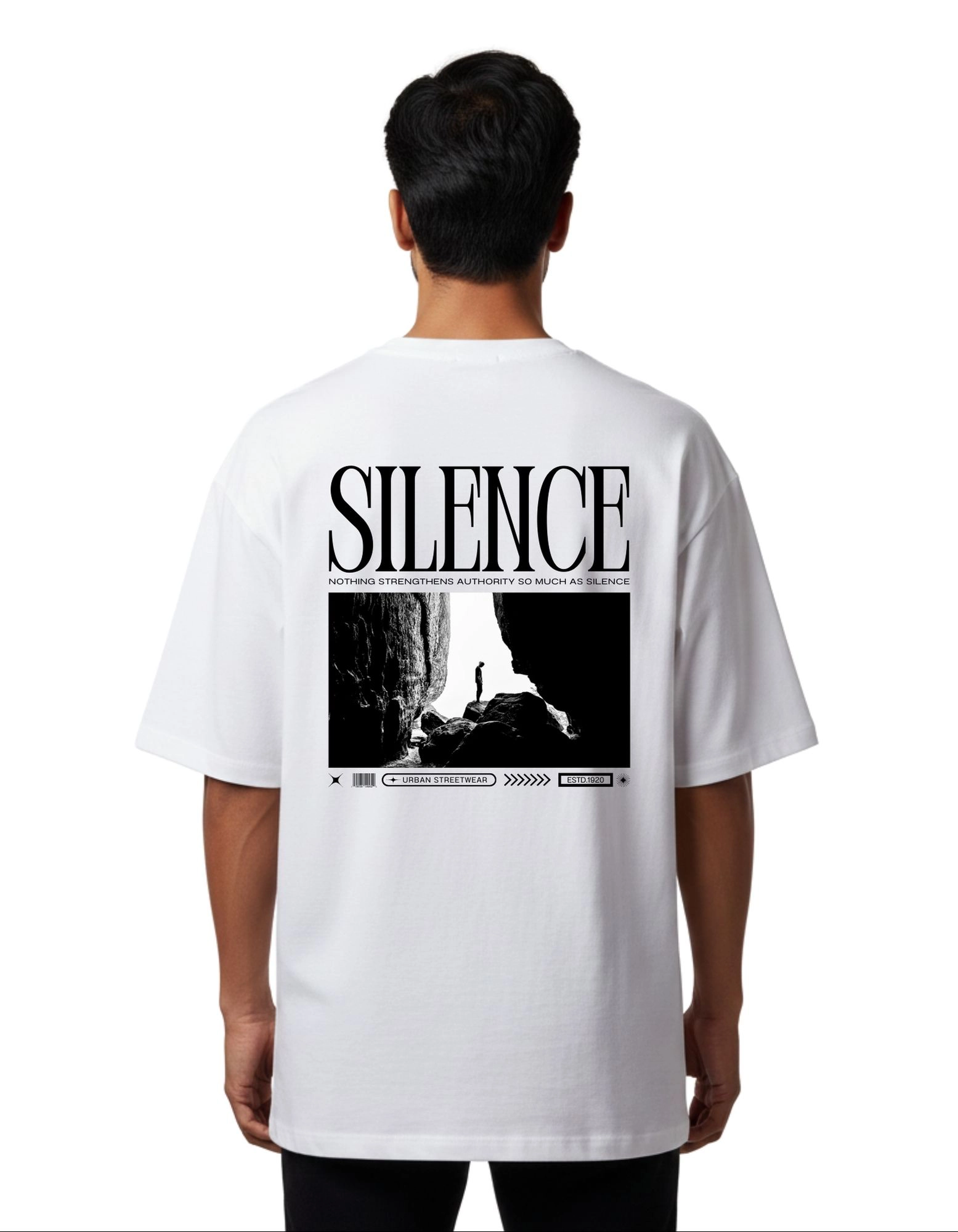 Silence Oversized French Terry 240 GSM T-Shirt White