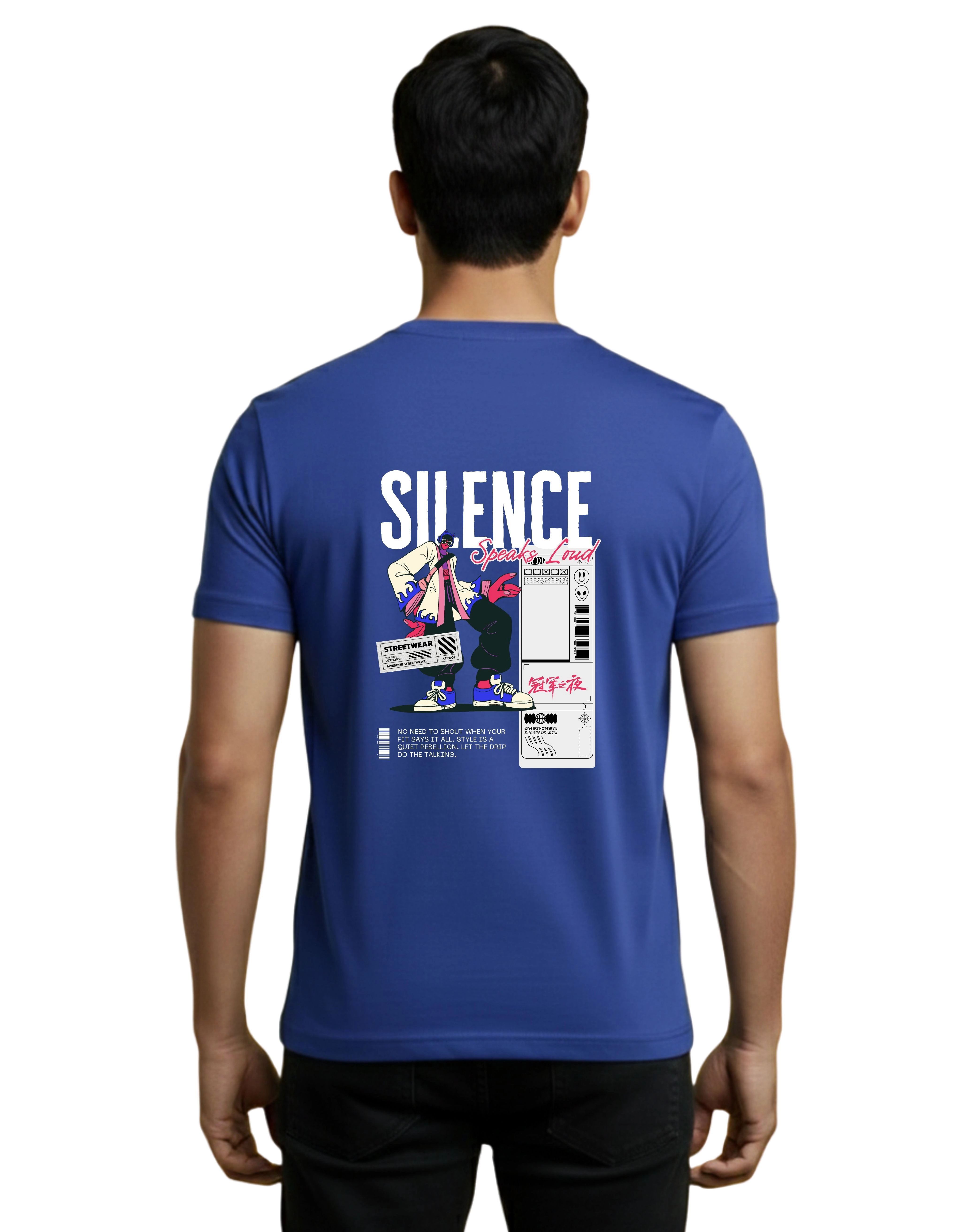 Silence Speaks Loud Cotton Round Neck T-Shirt 180 GSM Royal Blue