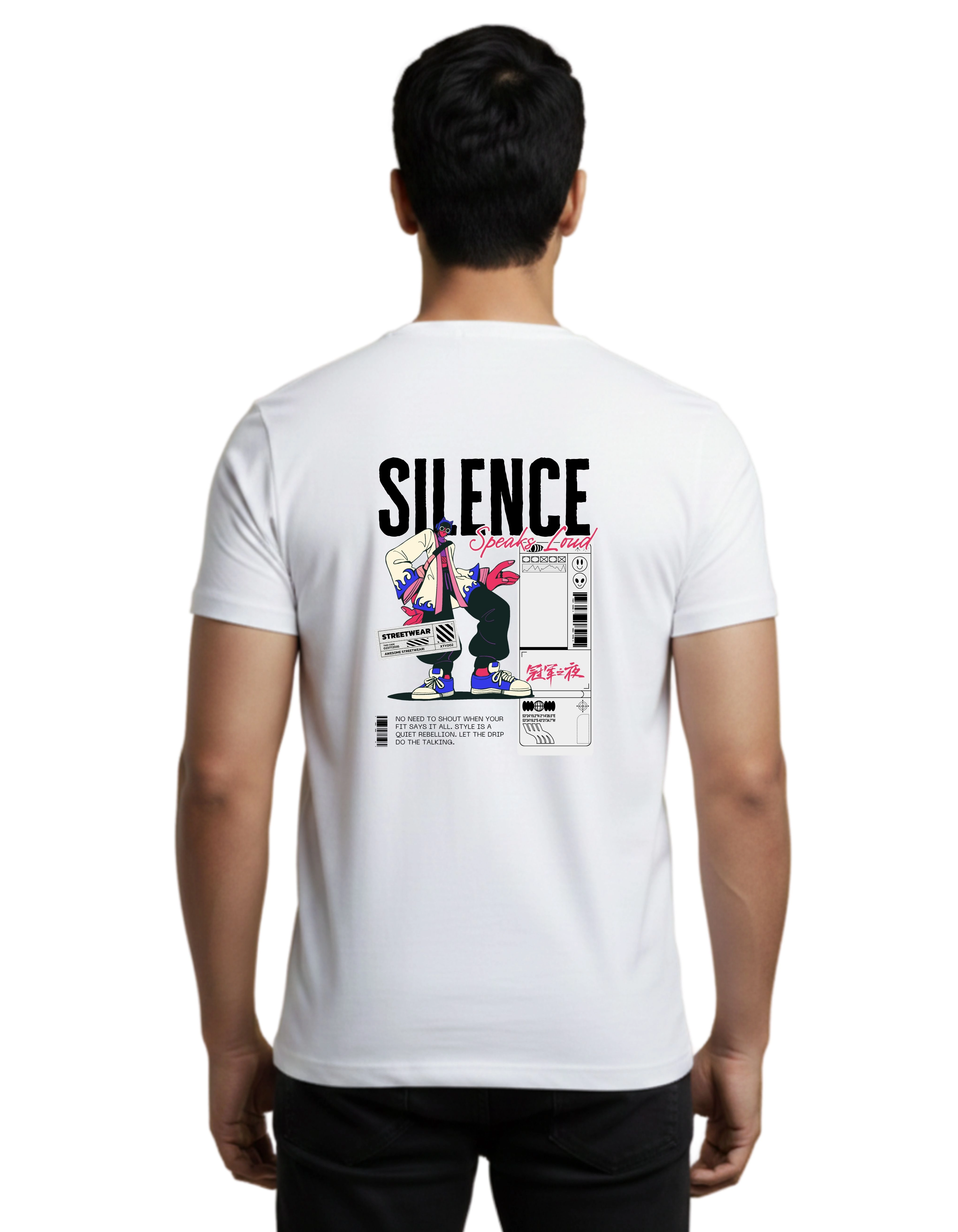 Silence Speaks Loud Cotton Round Neck T-Shirt 180 GSM White
